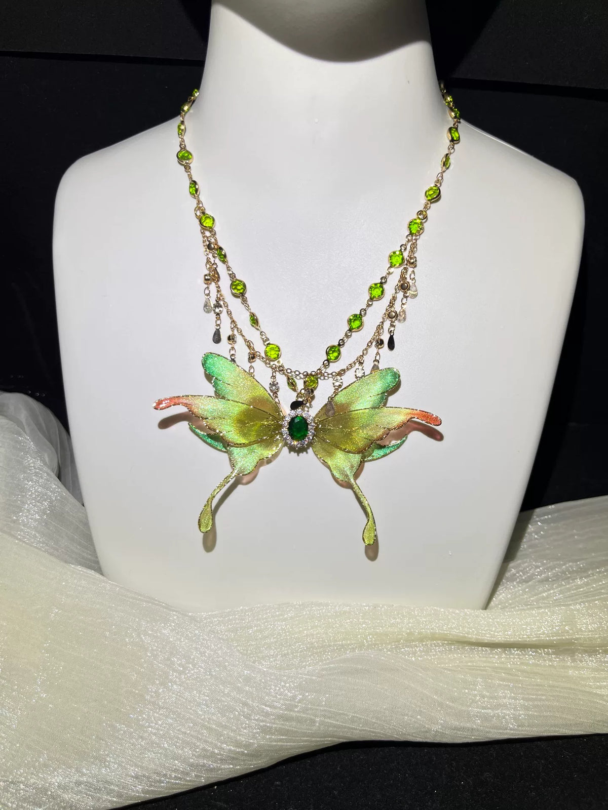 Butterfly Statement Necklace With Resin Wings