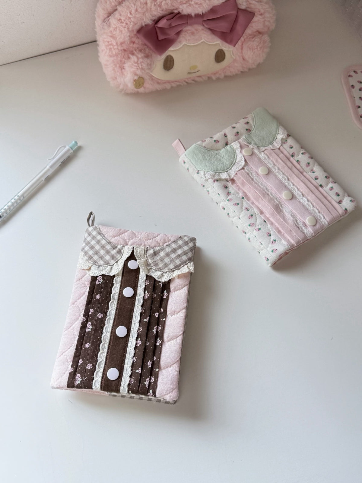 Quilted A6 Book Cover with Peter Pan Collar