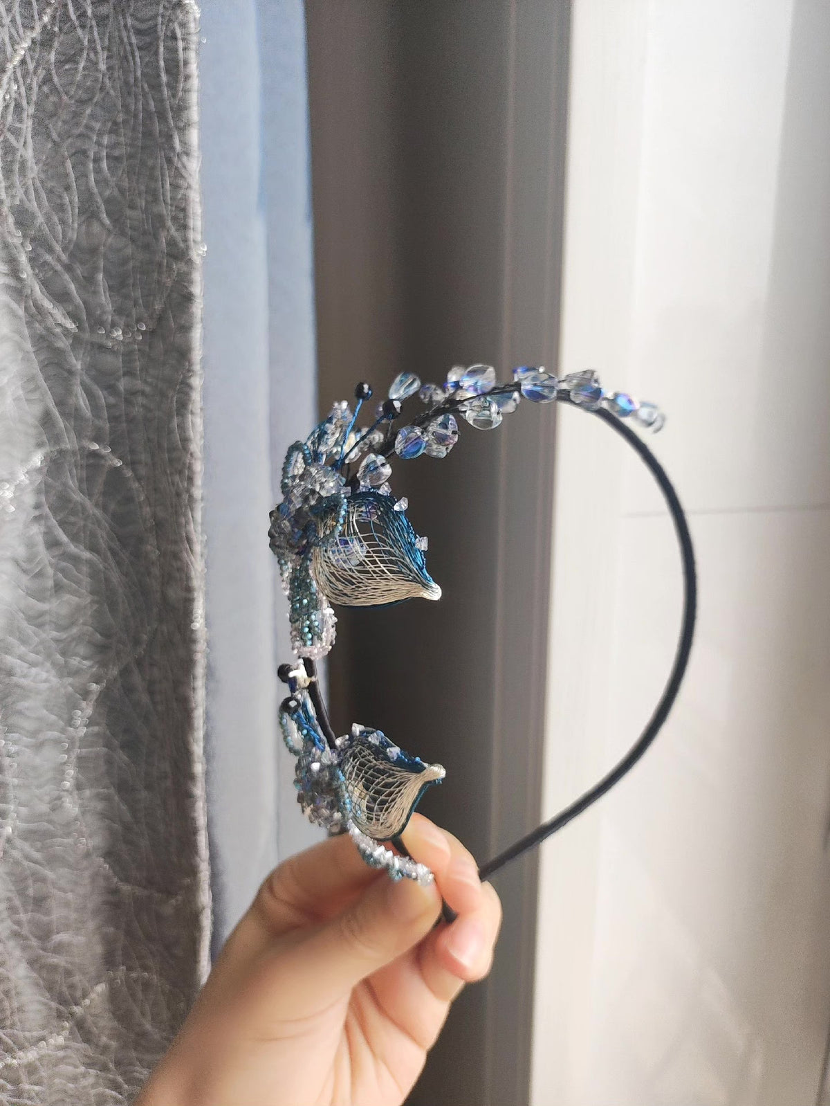 Ice Blue Butterfly Vine Hair Headband