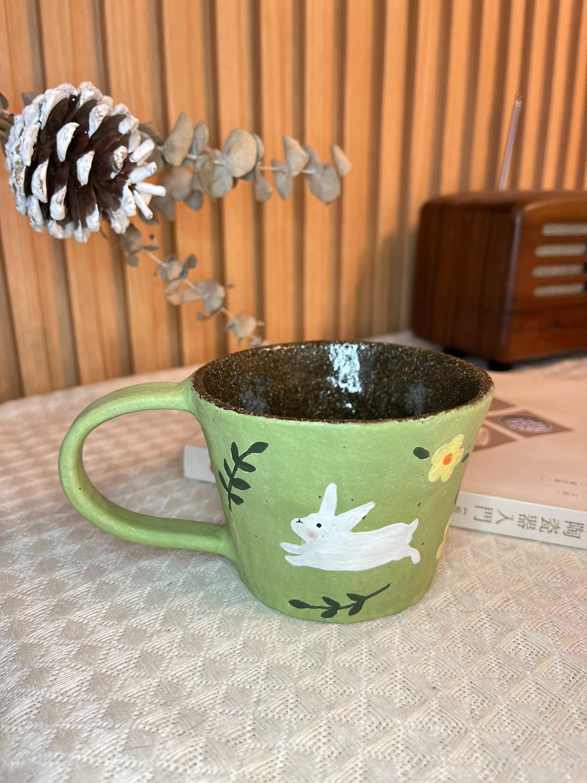 Handmade Black Clay Rabbit Mug