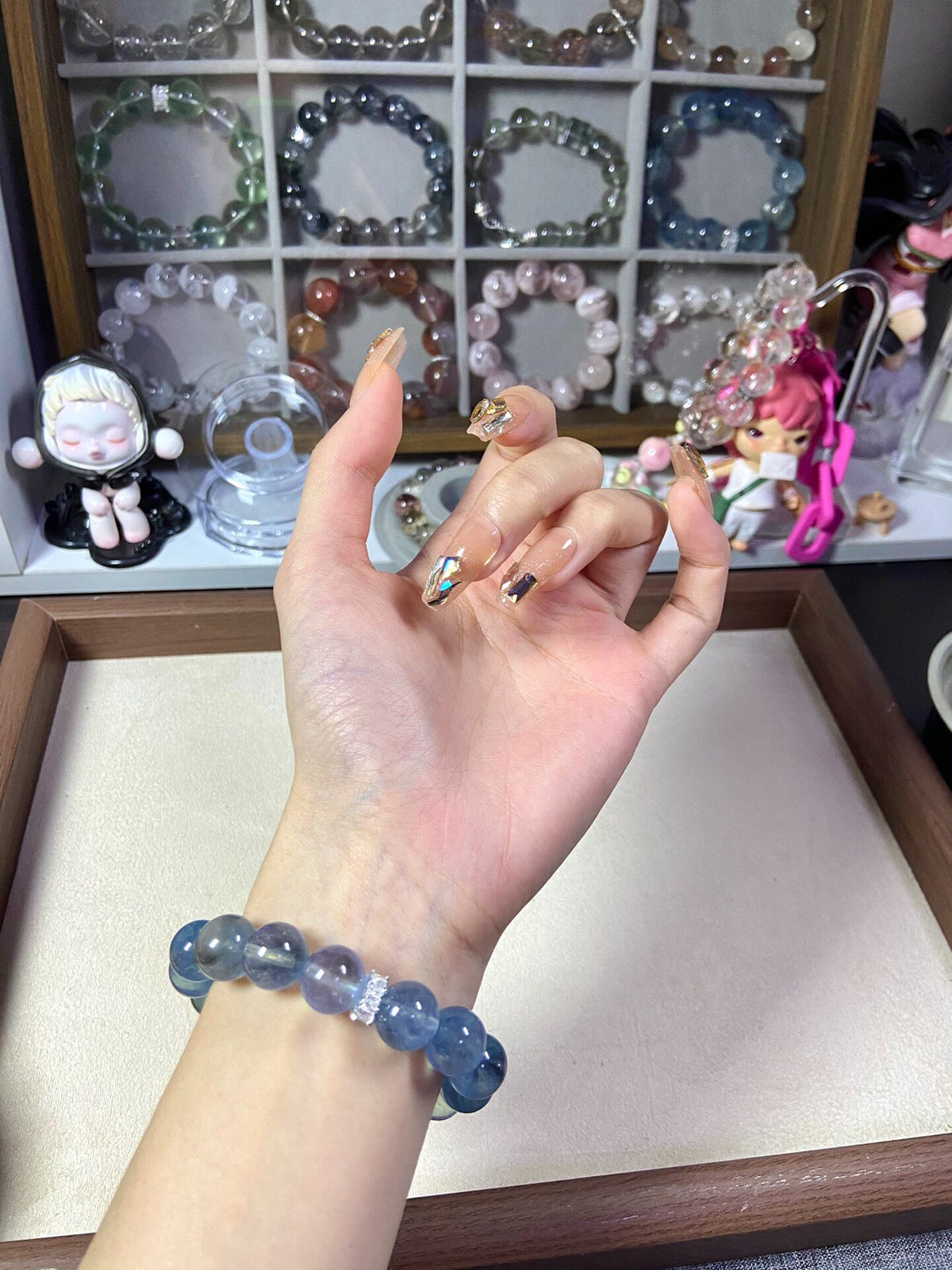 Natural Aquamarine Crystal Cat's Eye Bracelet