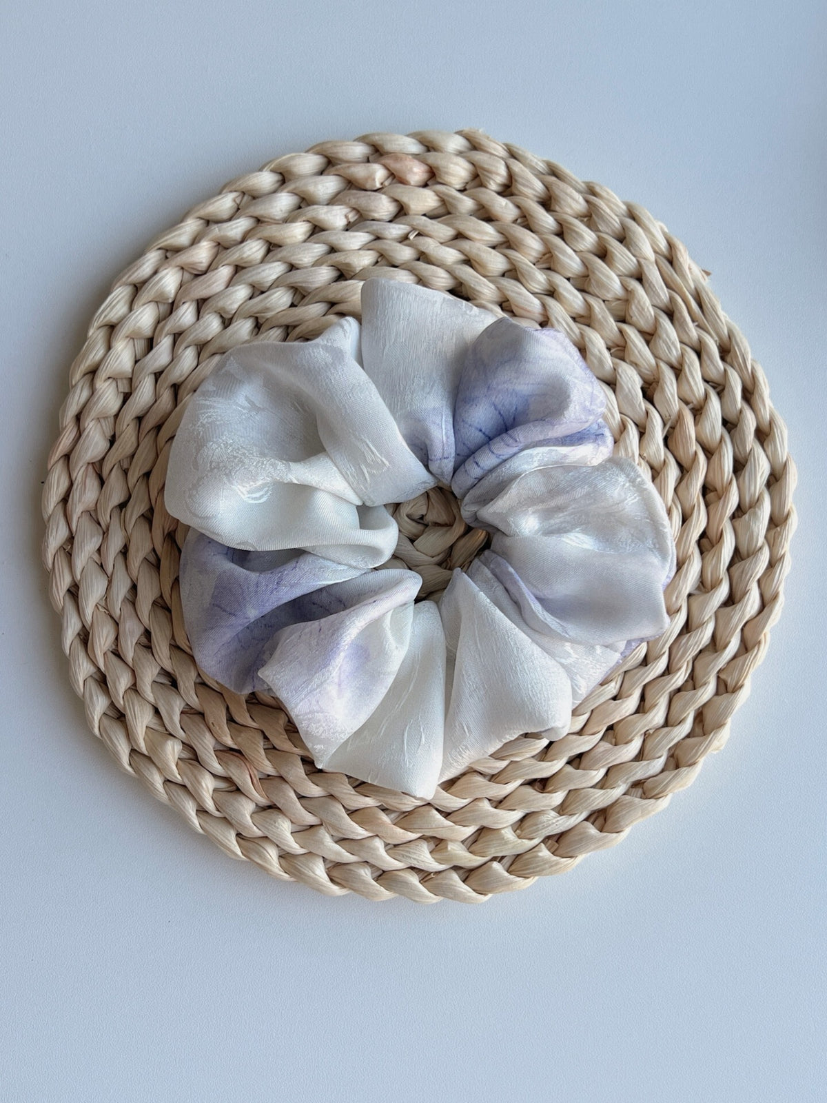 Jacquard Fabric Scrunchie Misty Purple Blue