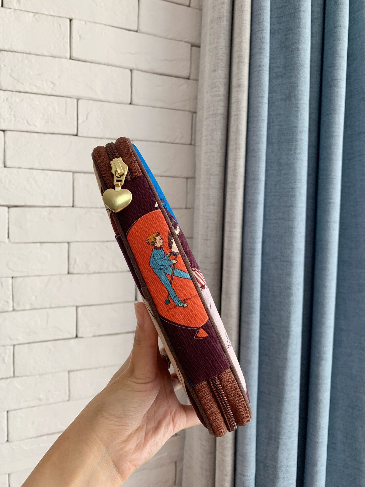 Zippered Fabric Case with Circus Print