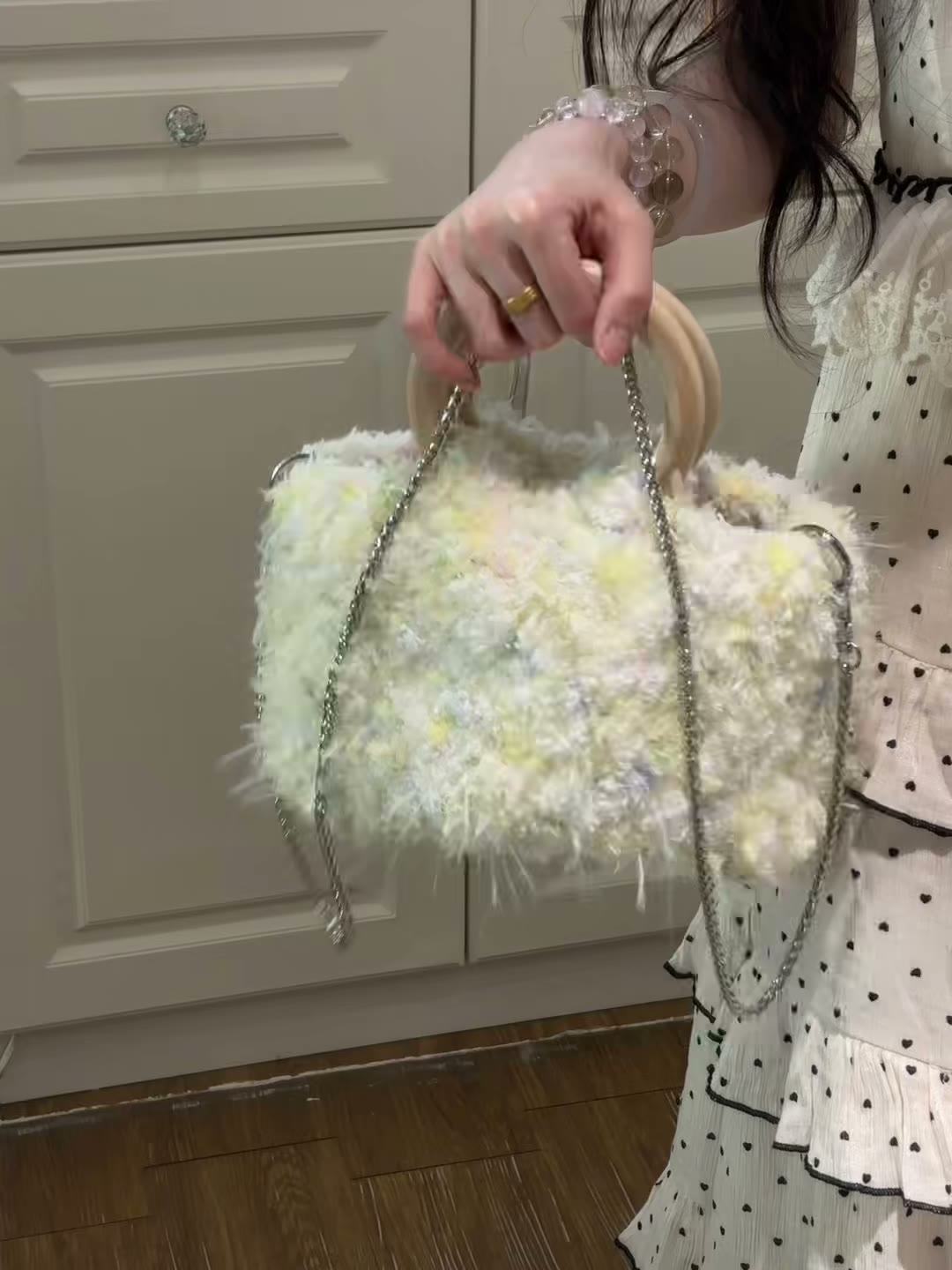ハンドクロシェ パステル トップハンドルバッグ