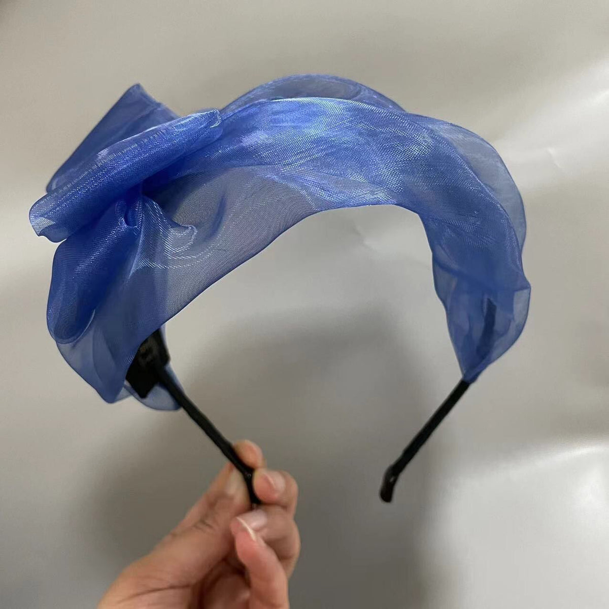Pearl Organza Half Hat Headband Bow