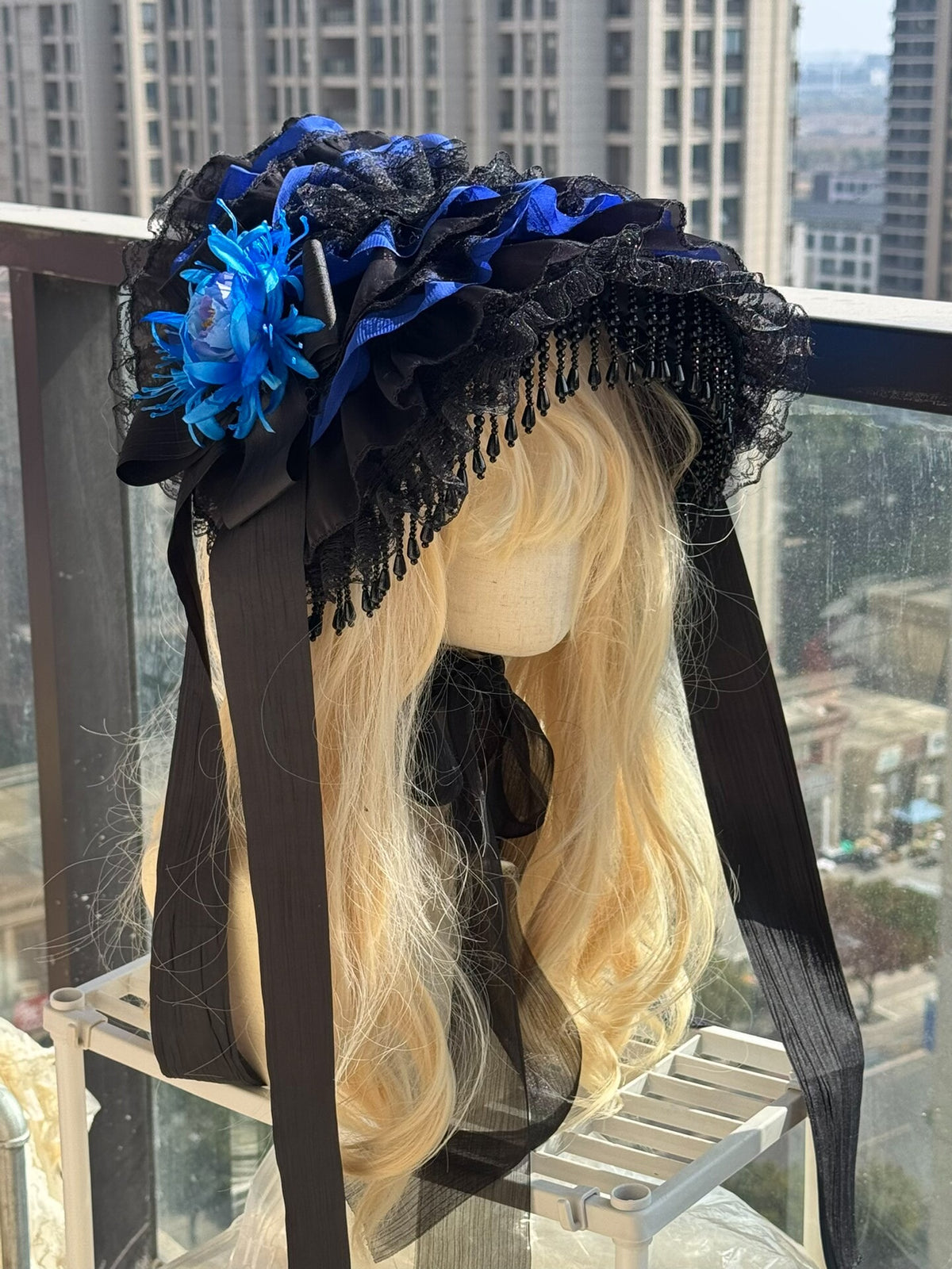 Handcrafted Lolita Hat with Pearl Tassels