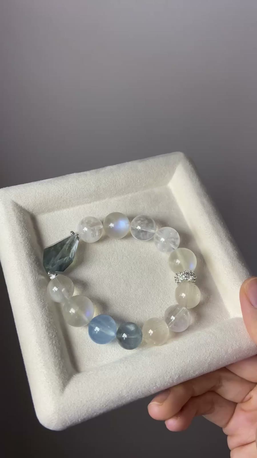 Crystal Beaded Bracelet with Moonstone and Quartz