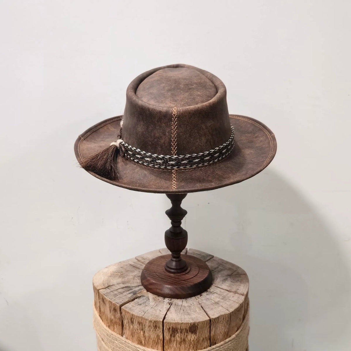Handmade Italian Leather Western Cowboy Hat