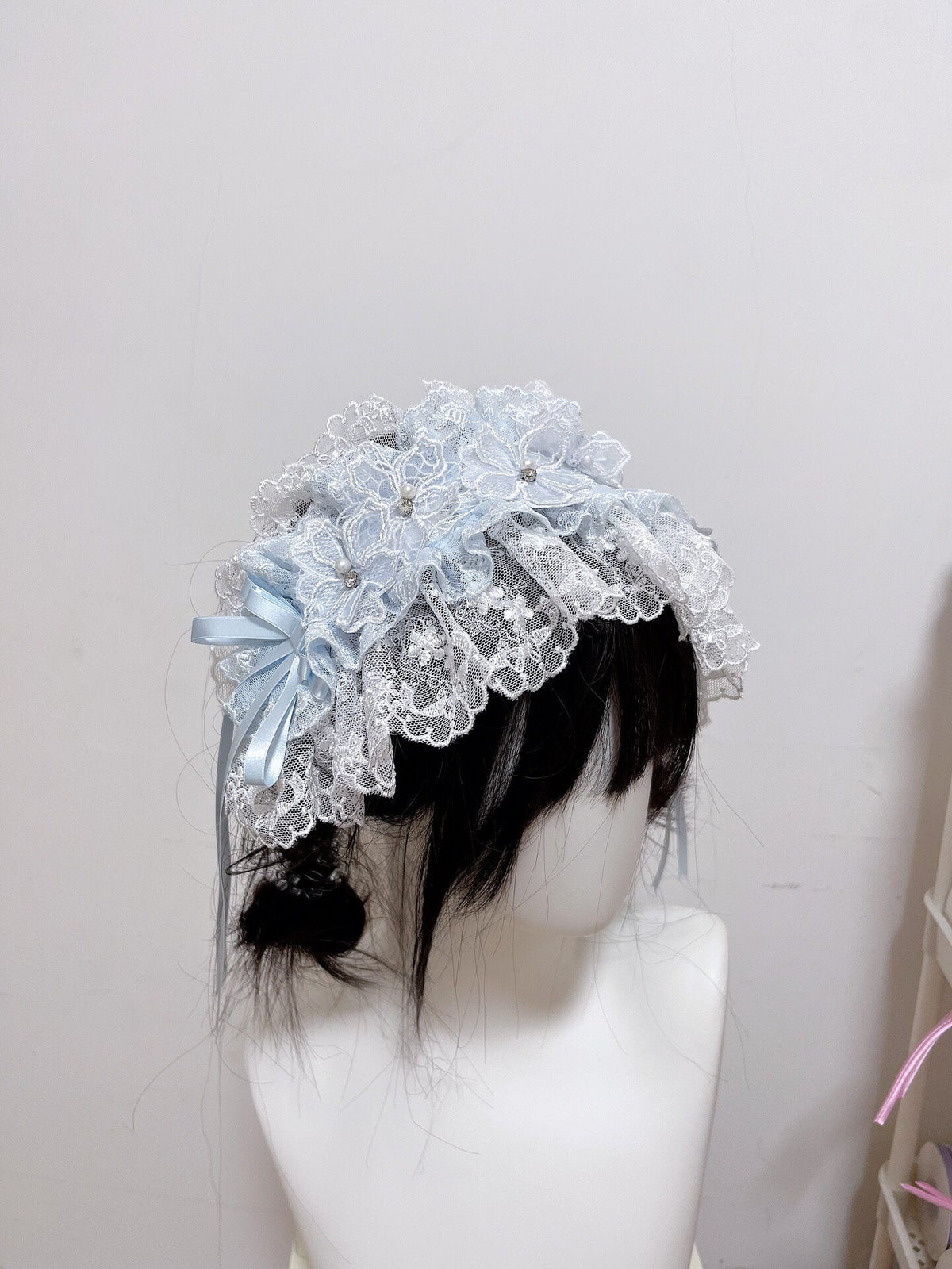 Handmade Lolita Lace Headband Light Blue