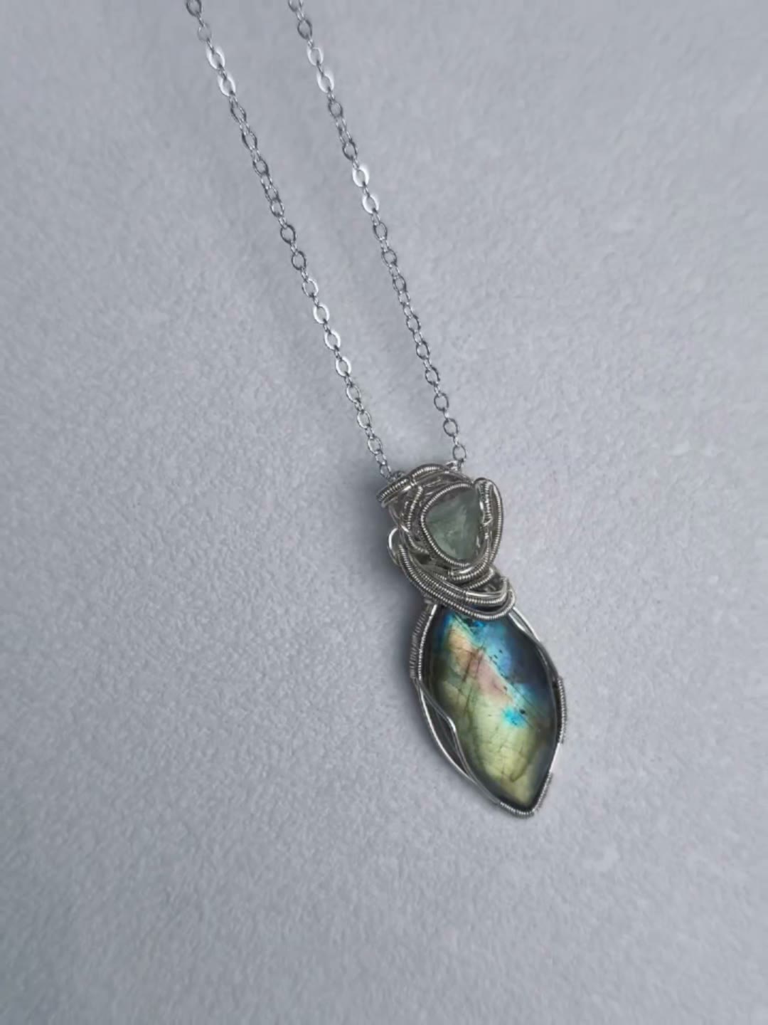 Handcrafted Wire Wrapped Labradorite Fluorite Necklace
