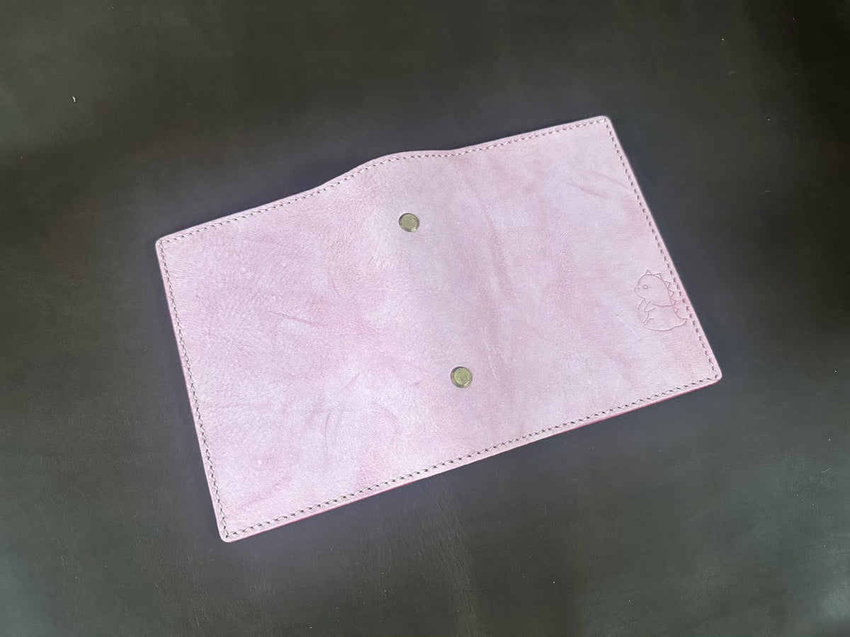 Couverture de carnet à anneaux en cuir rose artisanale