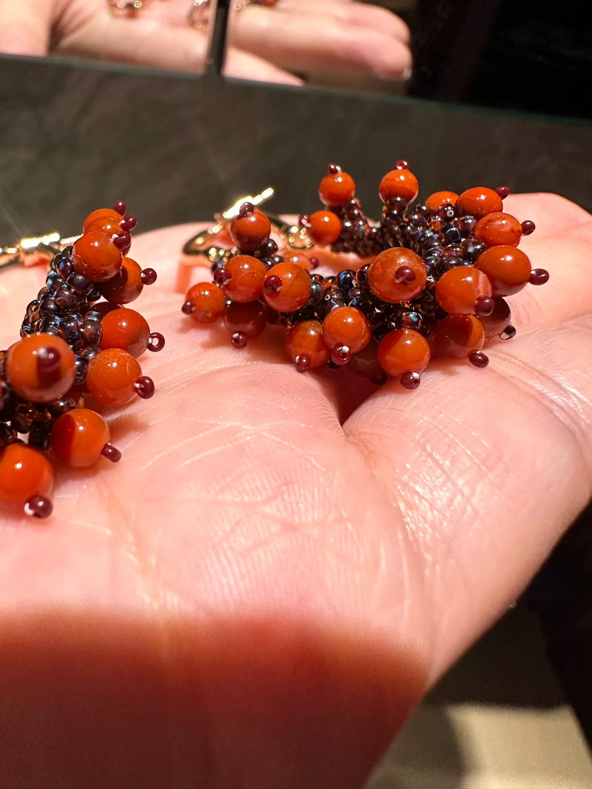 Natural Southern Red Agate Beaded Earrings