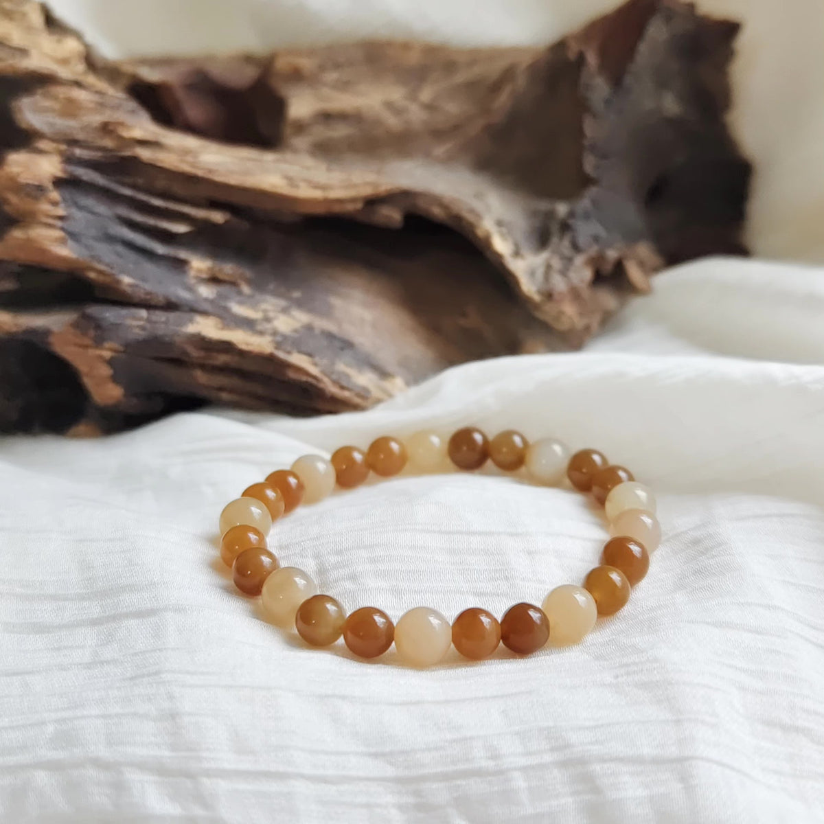 Hetian Jade Sugar Bead Bracelet Mixed Sizes