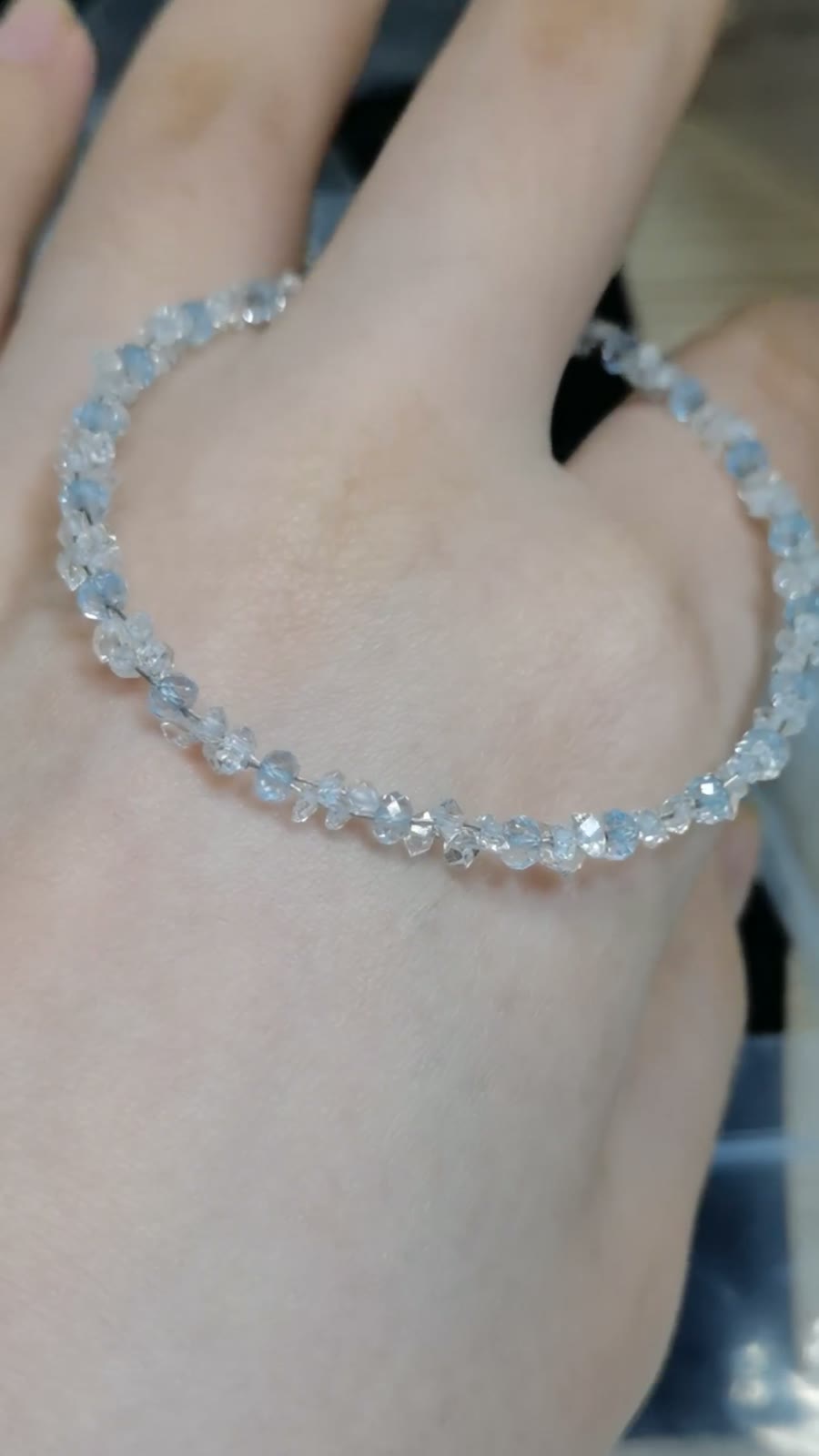 Pulsera de cristal de patolita natural, aguamarina y Herkimer