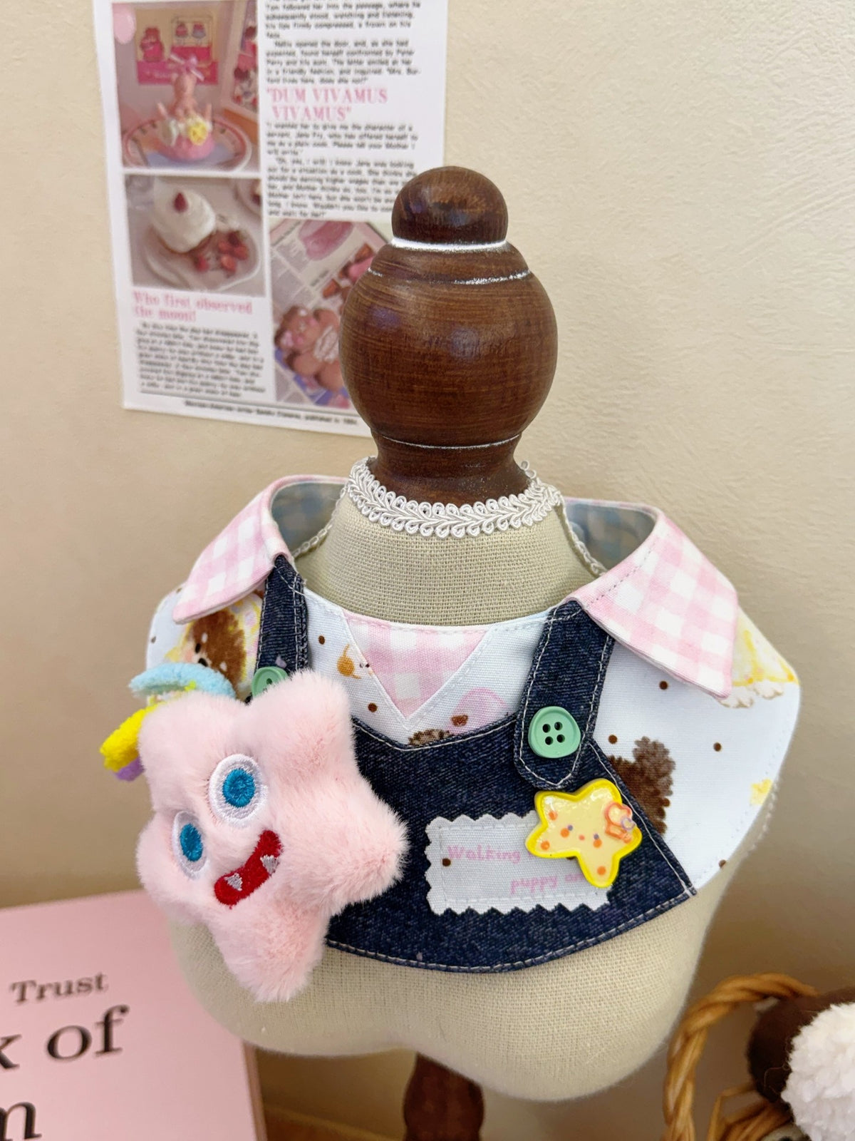 Pink Plush Star Pet Bib