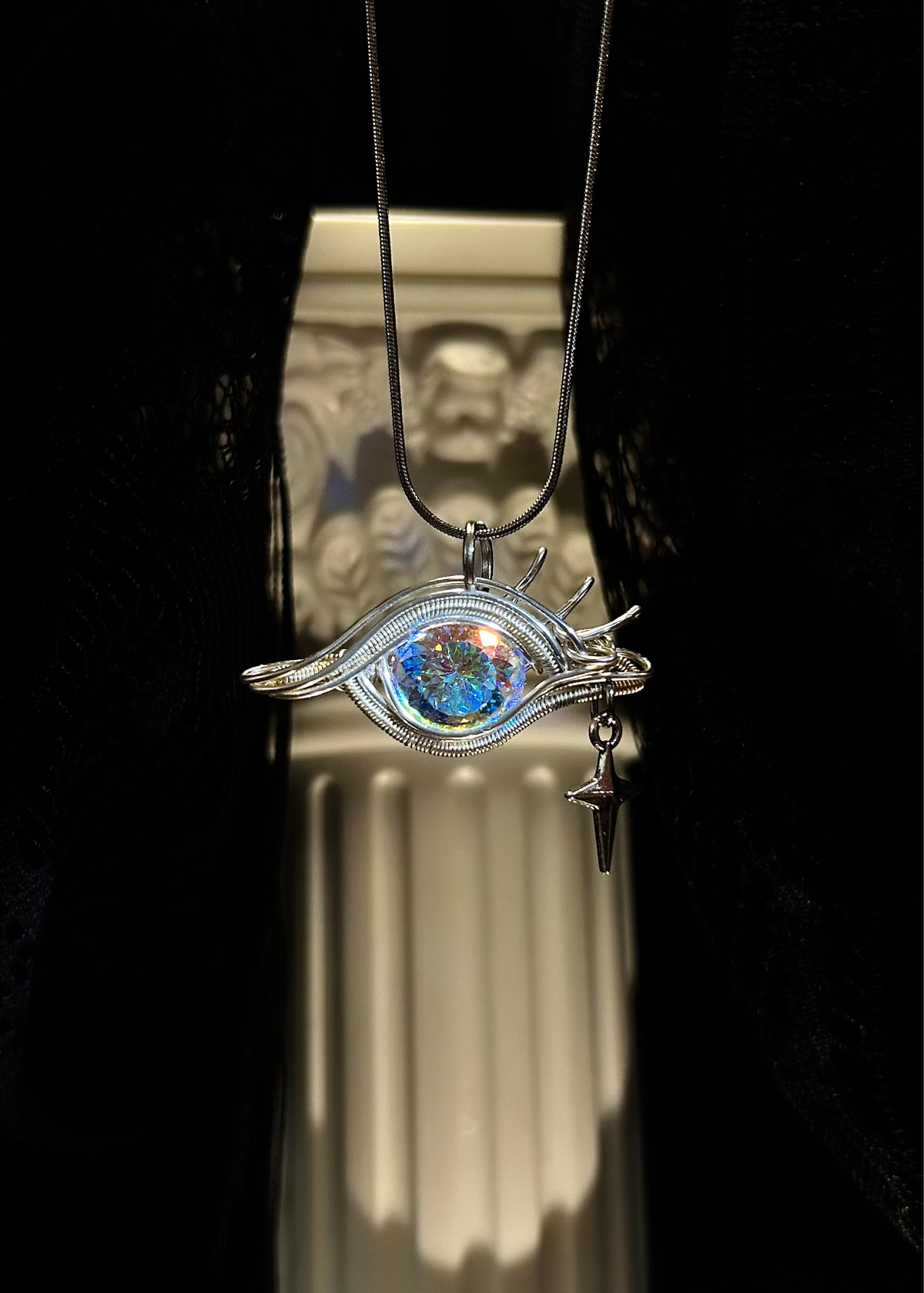 Wire-Wrapped Pendant with Colorful Cubic Zirconia