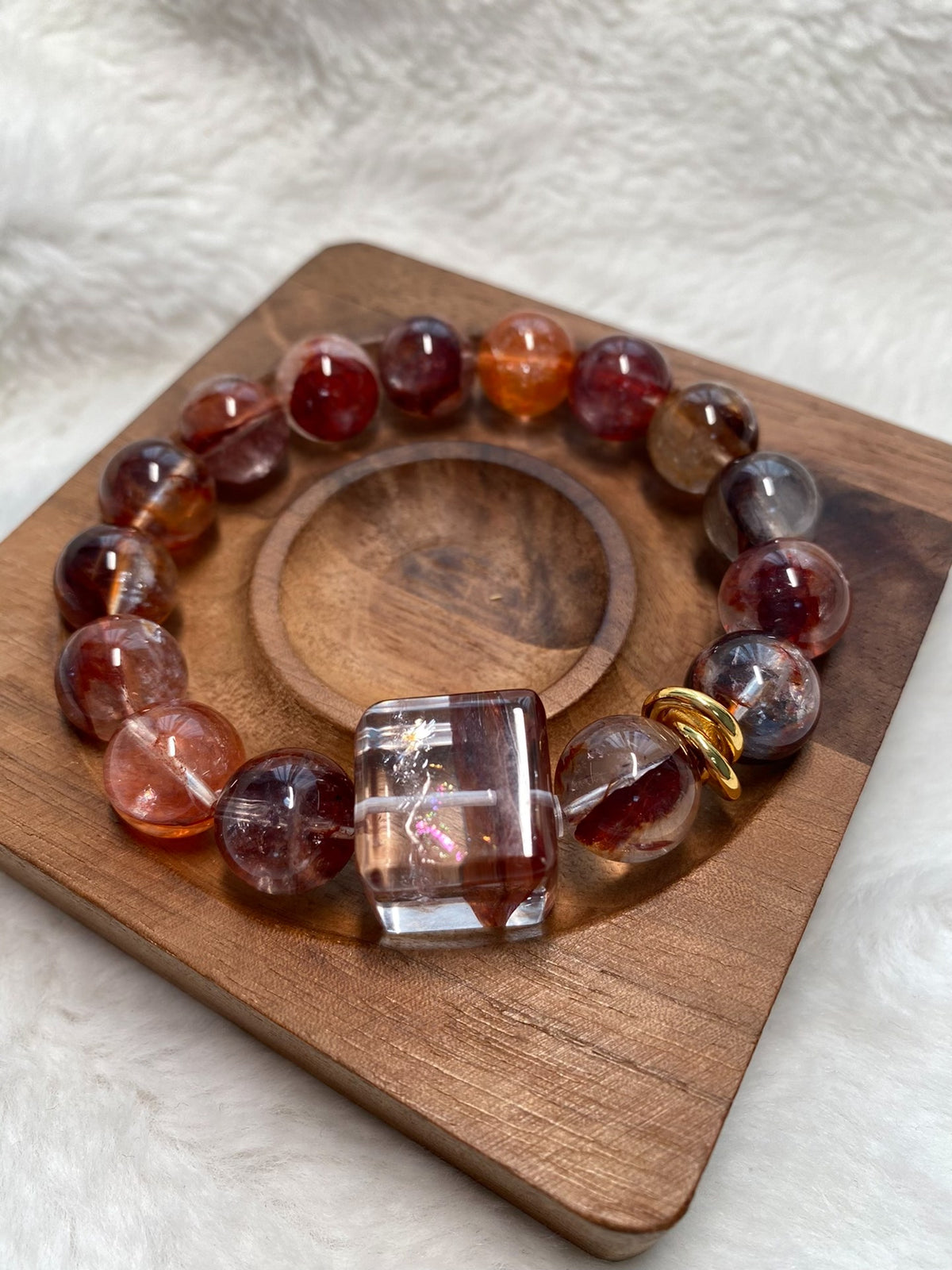 Natural Quartz Dried Rose Beaded Bracelet