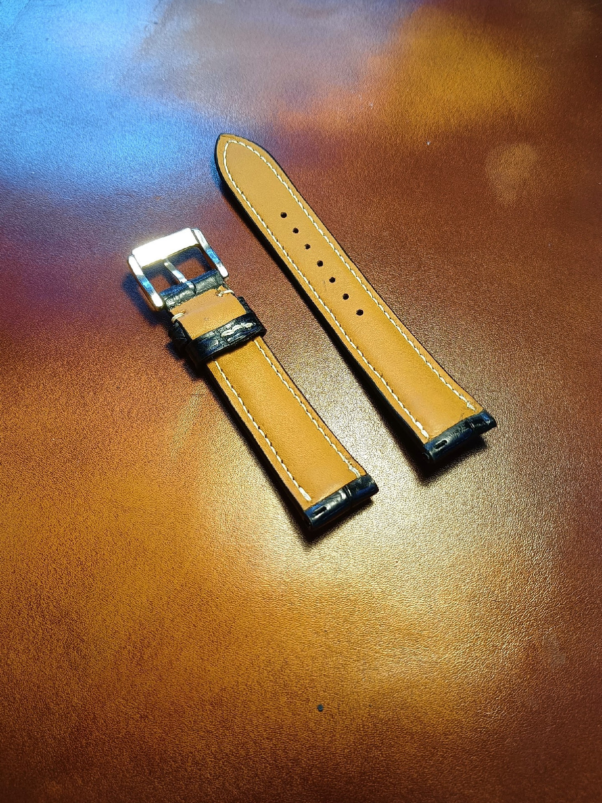 Black Crocodile Leather Watch Strap Quick Release