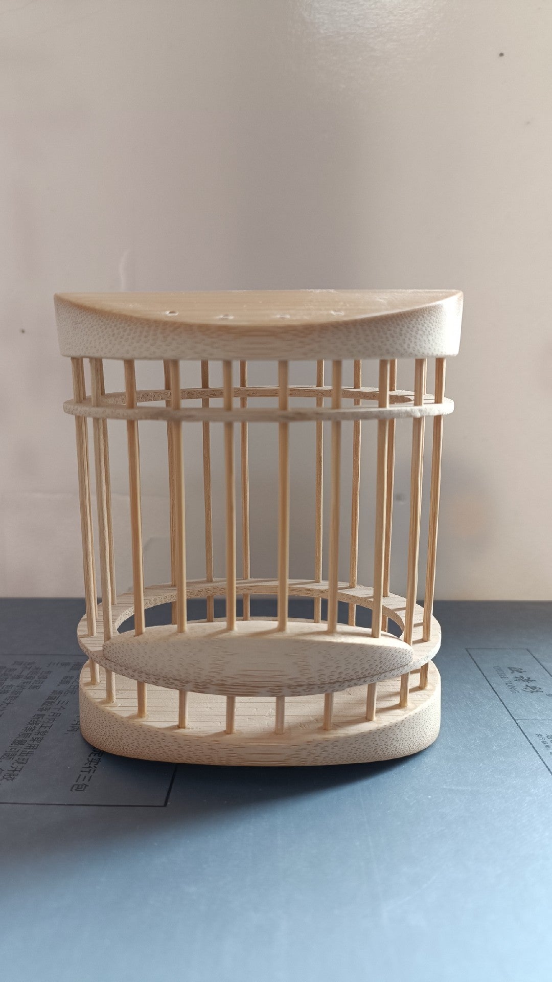Large Oval Katydid Cage Handcrafted Bamboo