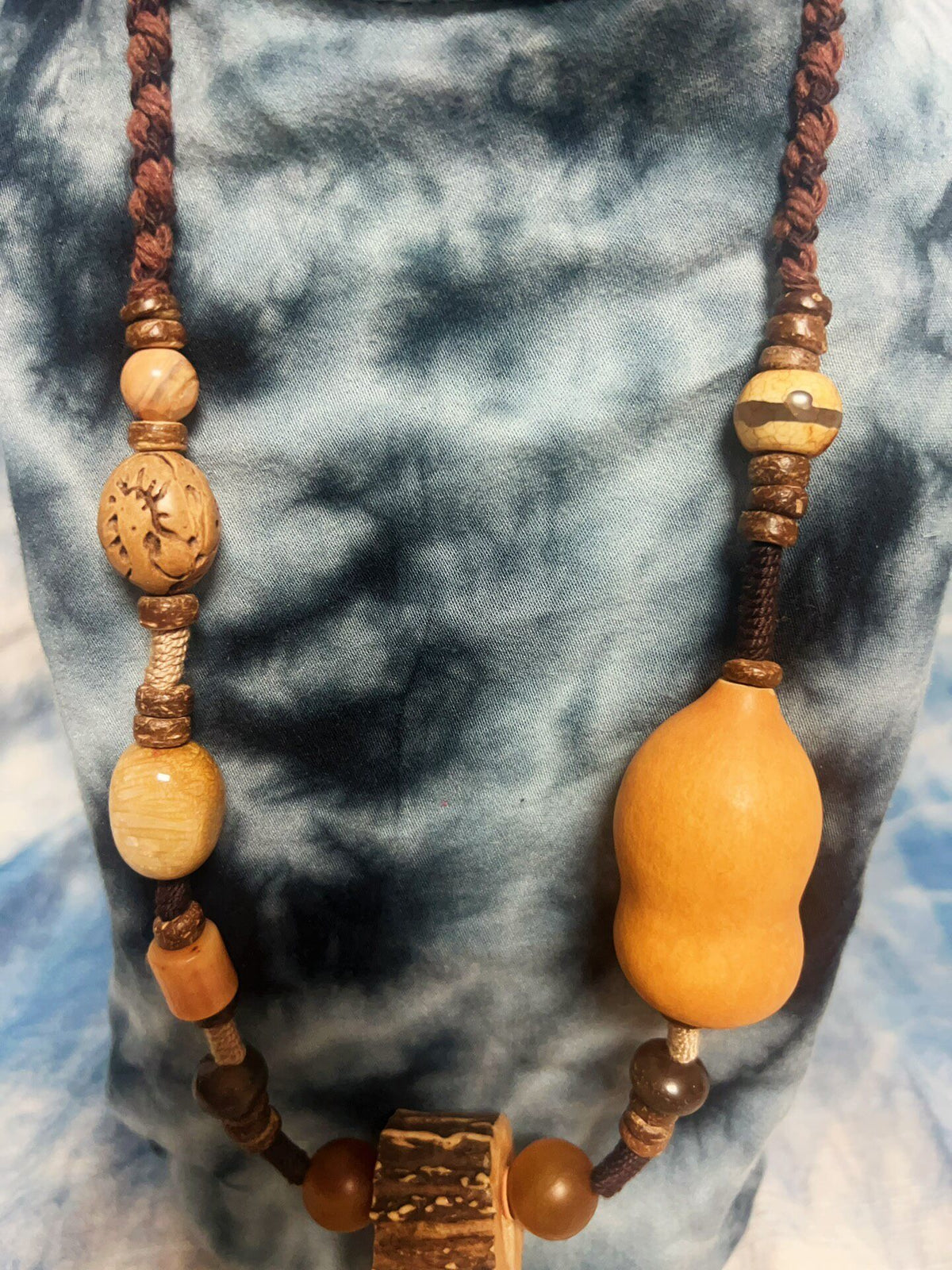 Handcrafted Antler Pendant Necklace Natural Beads