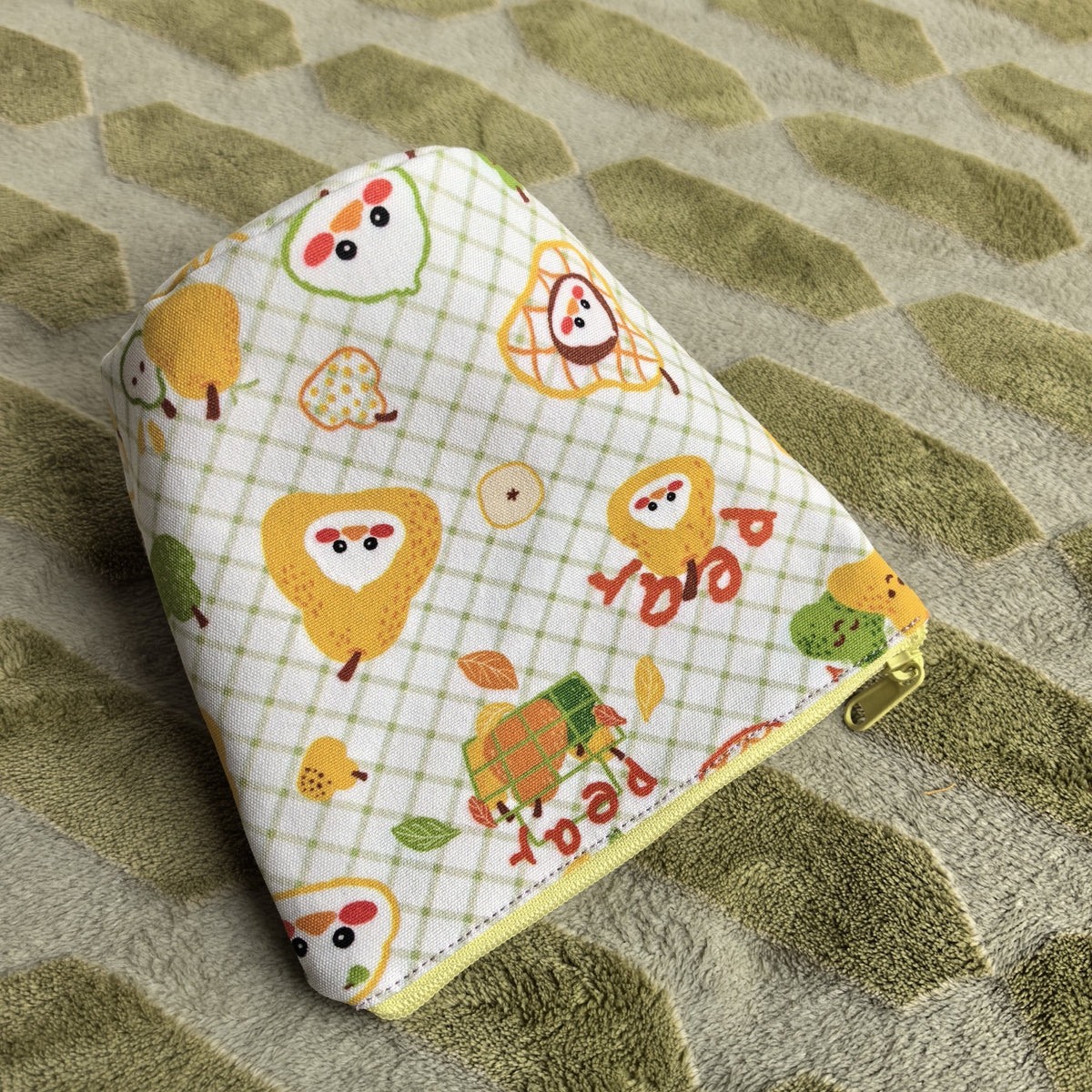 Pear Print Rounded Bottom Cosmetic Pouch