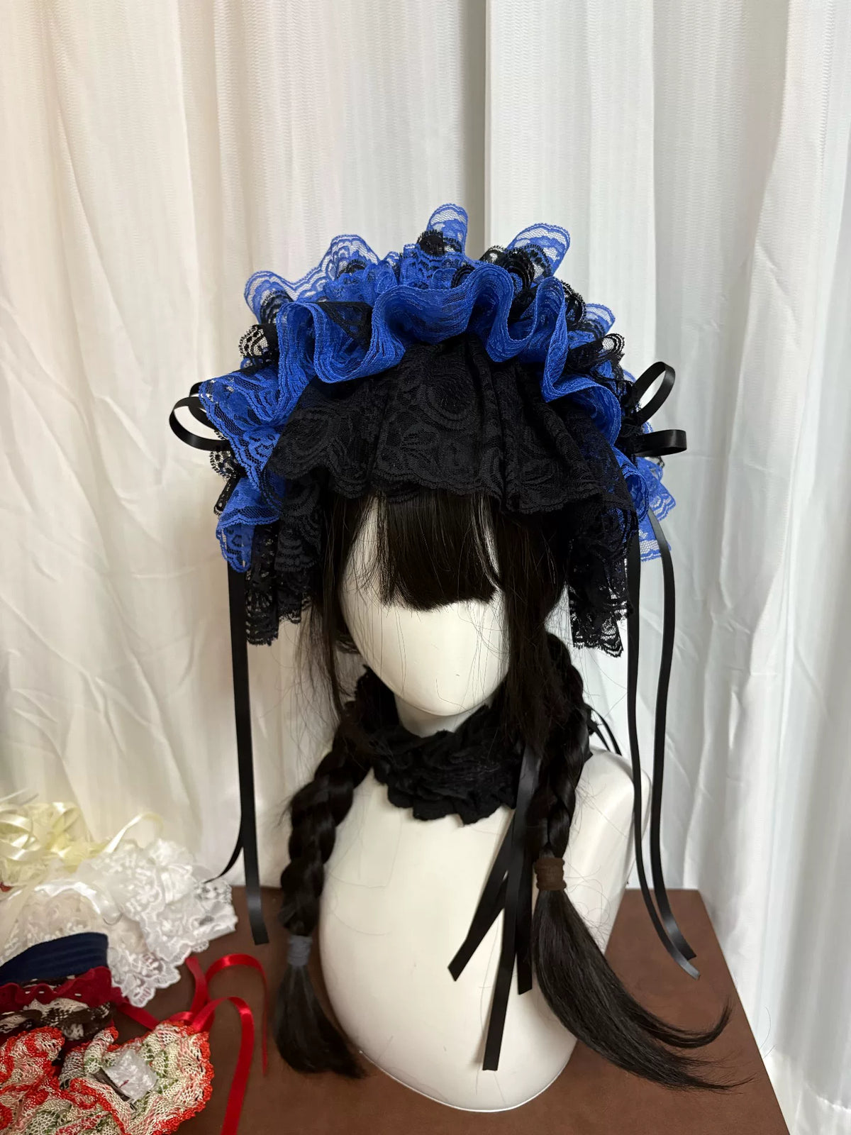 Black Blue Lace Gothic Lolita Headdress