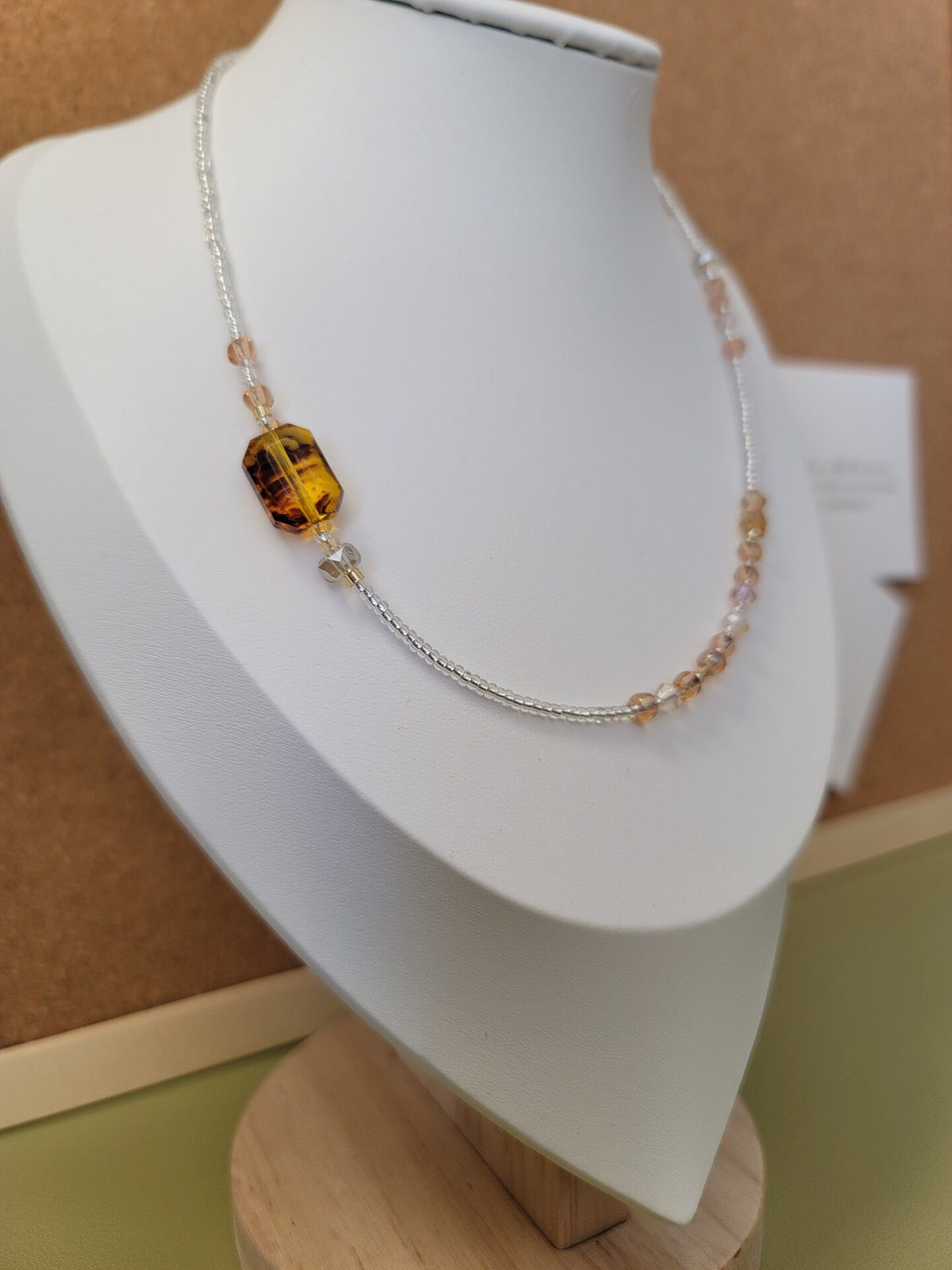 Handmade Brown Silver Seed Bead Necklace