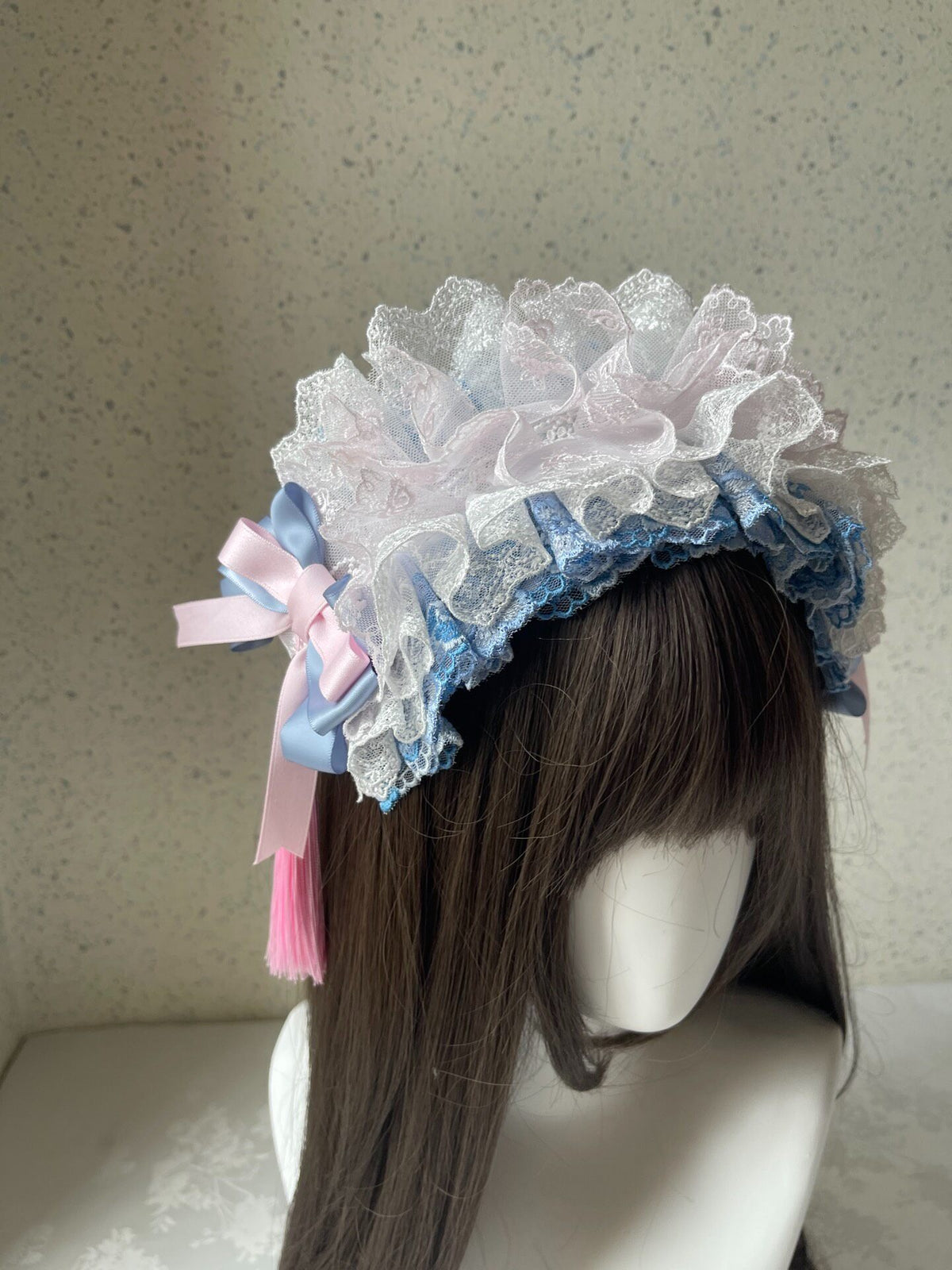 Lolita Blue Pink Lace Headband Handmade