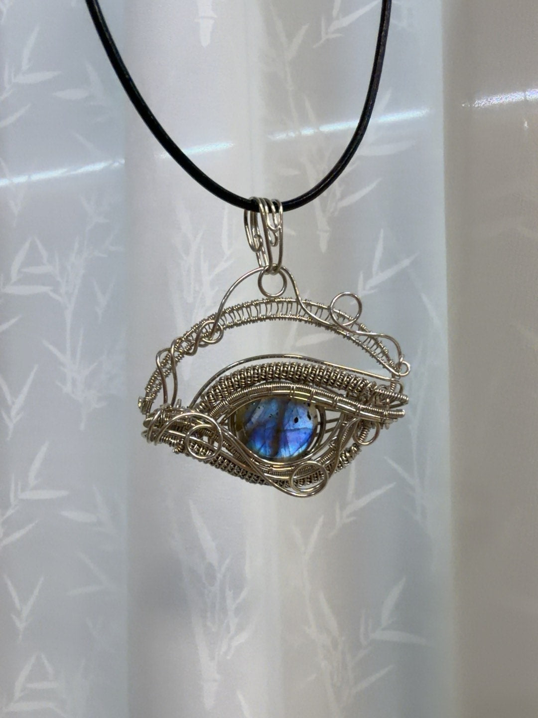 Wire Wrapped Labradorite Eye Pendant Necklace