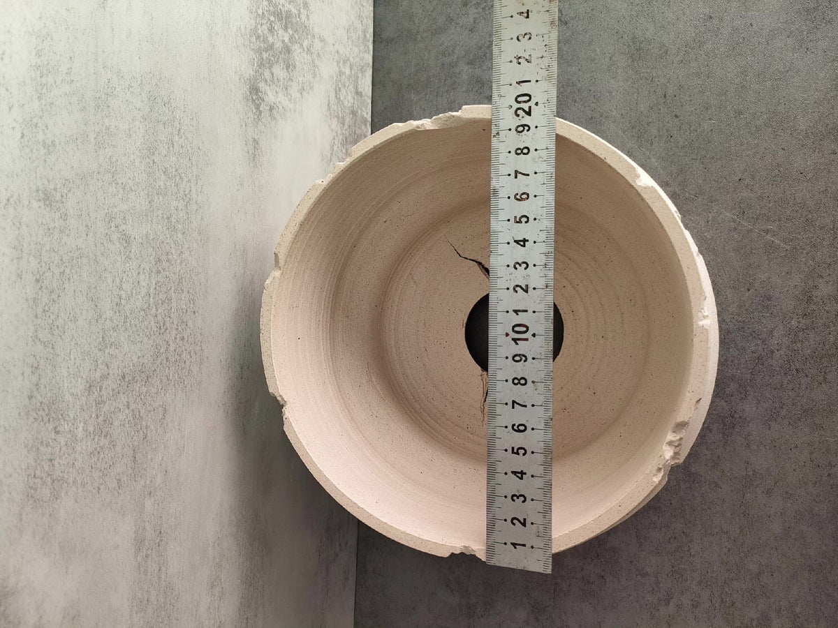 Cracked Ceramic Planter with Ribbed Texture
