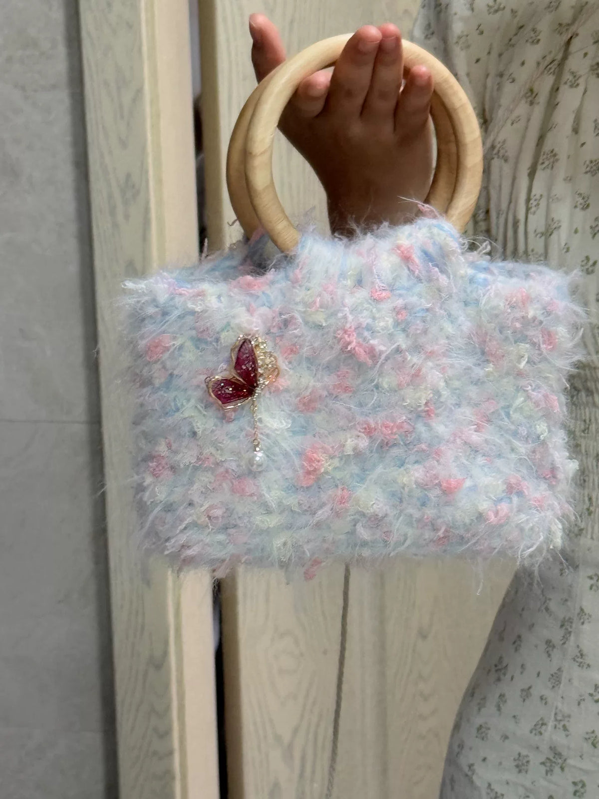 Small Pastel Fluffy Yarn Handbag