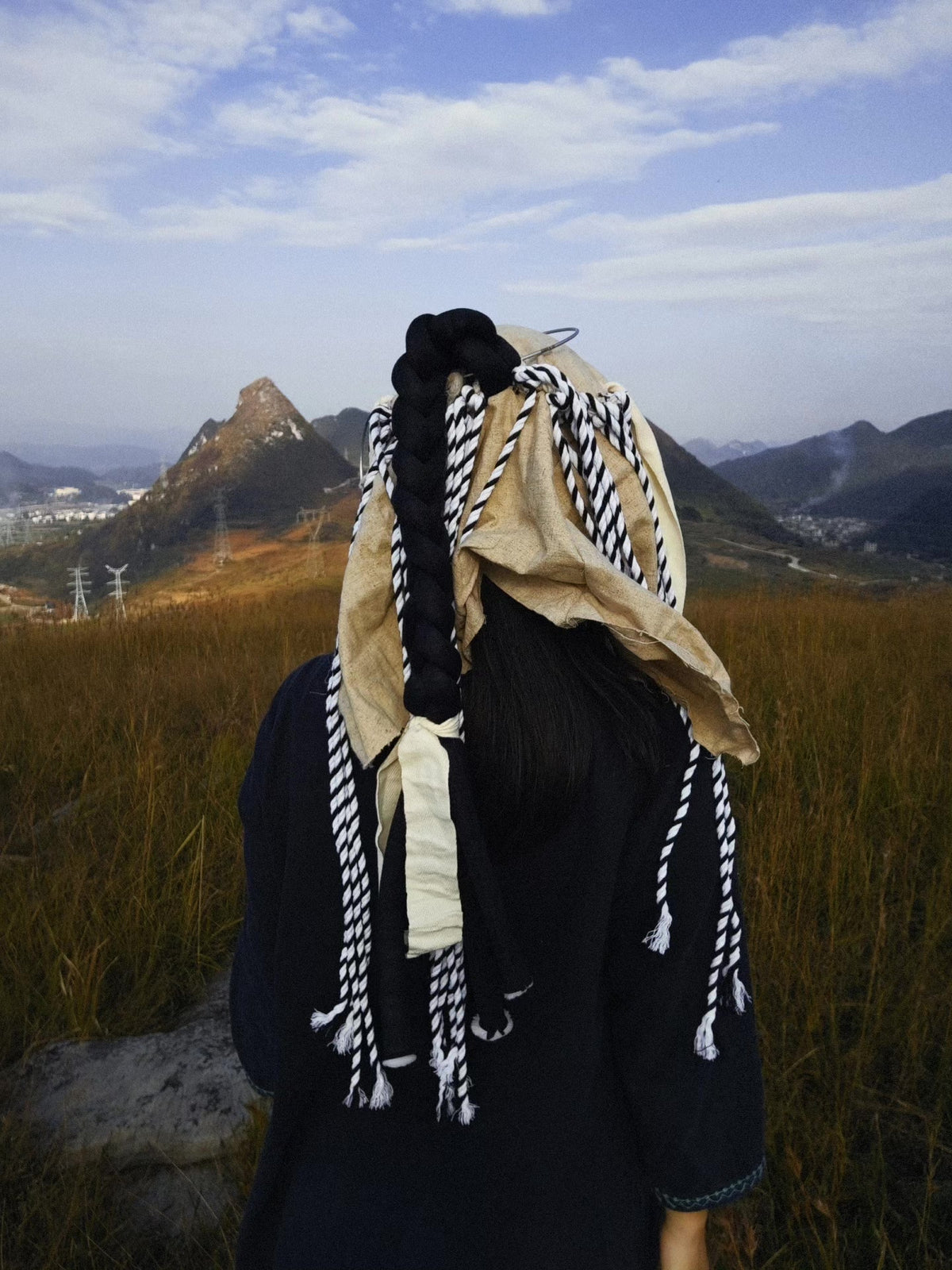 Tibetan Style Hood Mask with Beaded Tassels
