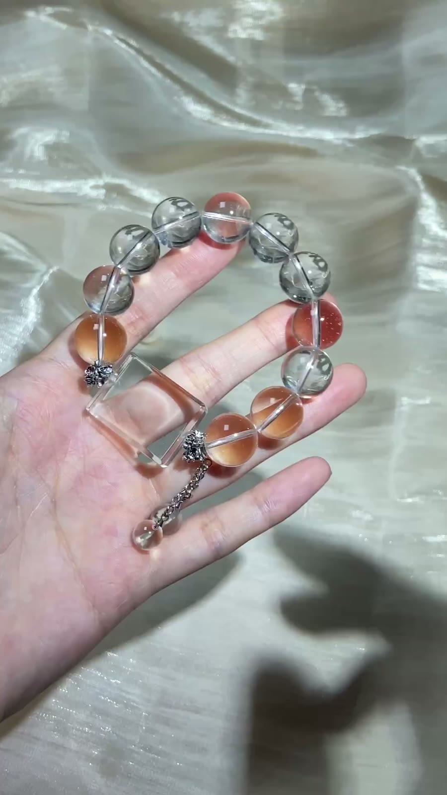 Clear Crystal Bead Bracelet 14.5mm Pendant