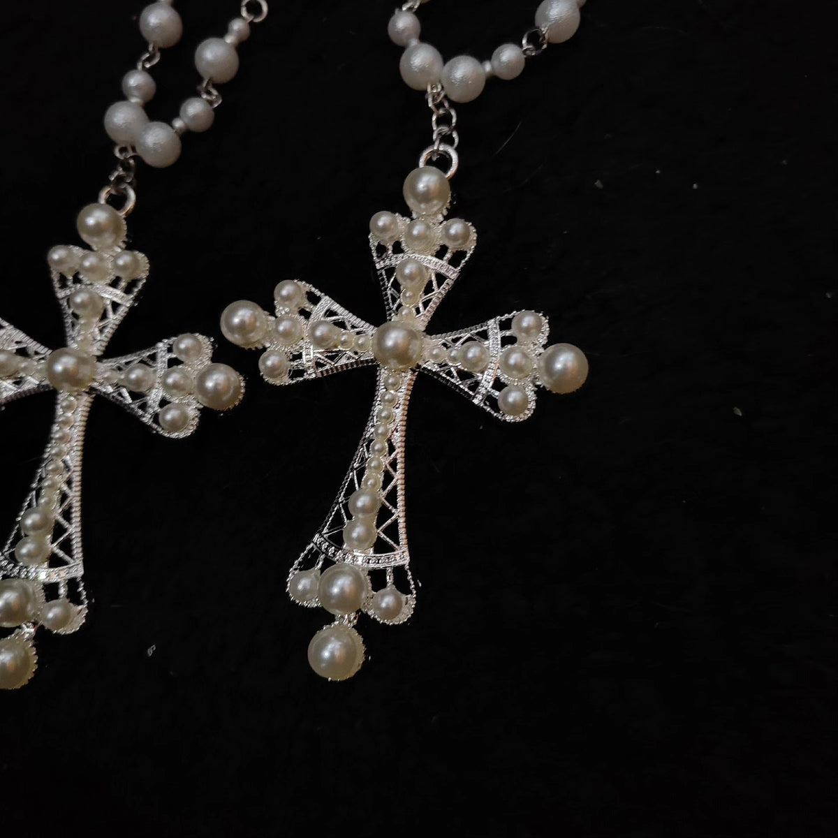 Gothic Lolita Rosary Cross Necklace Set