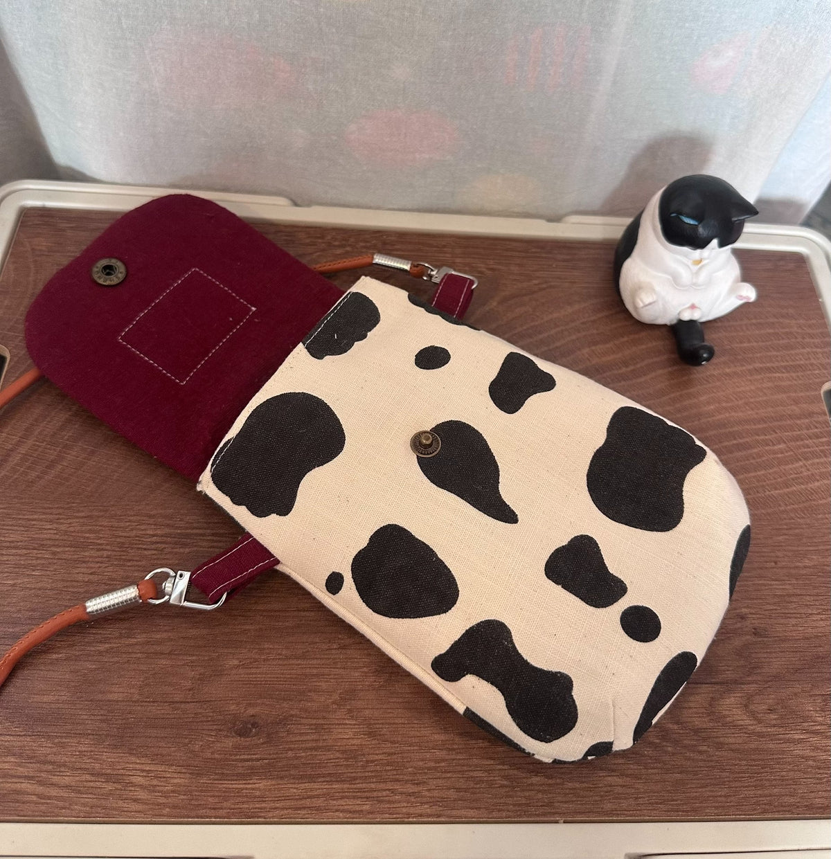 Handmade Cow Print Crossbody Phone Bag