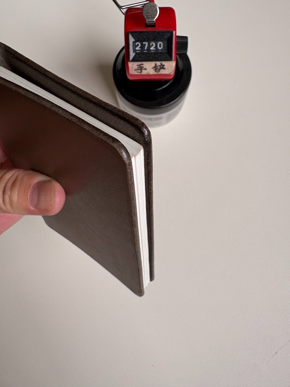 Handmade Leather Ring Binder Khaki Gray M5