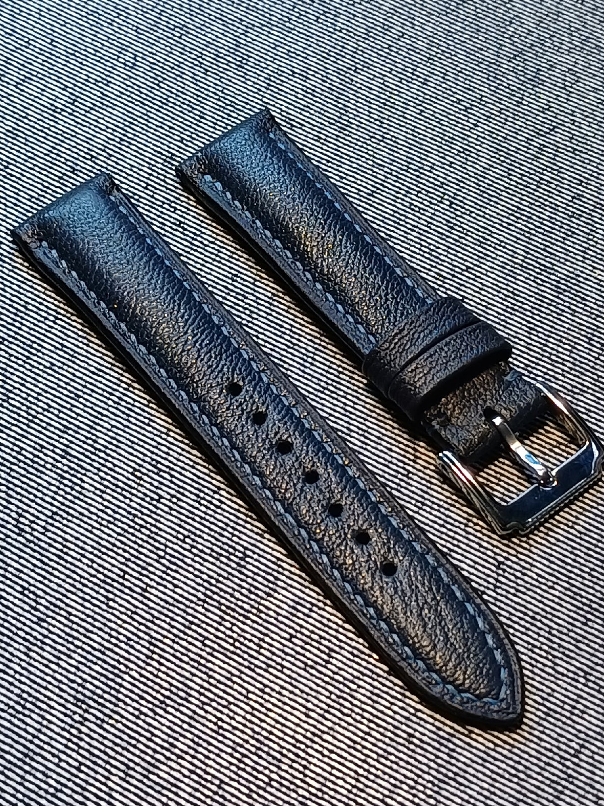Handcrafted Dark Blue Sheepskin Watch Strap