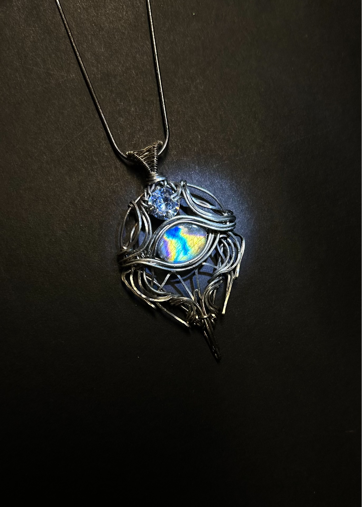 Wire Wrapped Labradorite Pendant Necklace