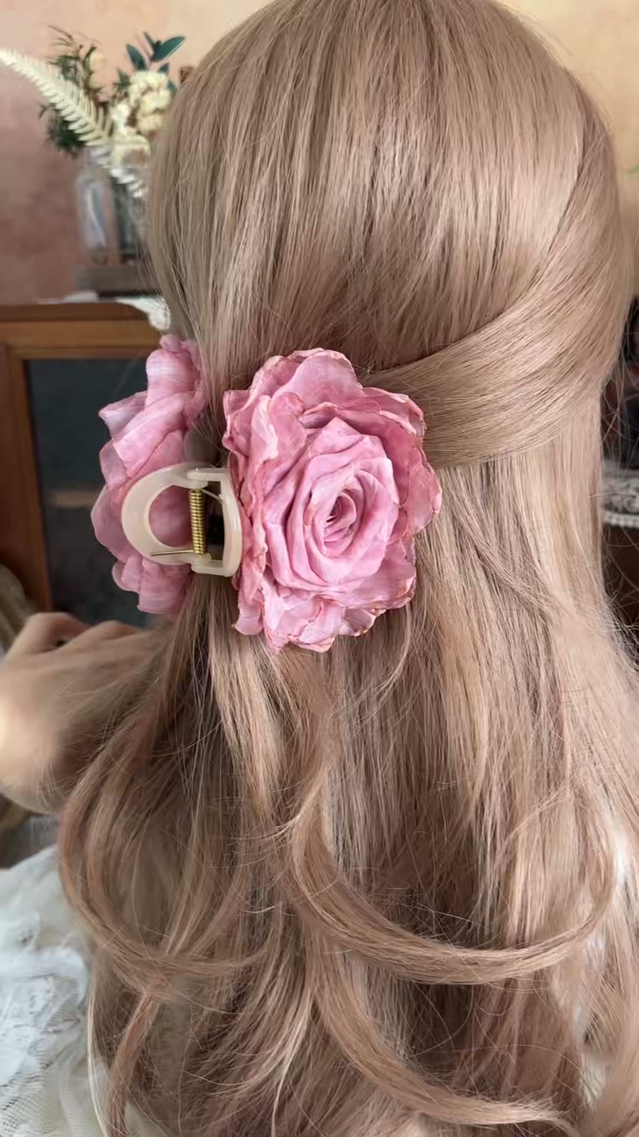 Handcrafted Fabric Rose Hair Claw Clip