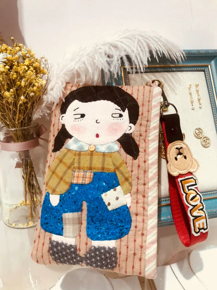 Yarn Dyed Patchwork Girl Clutch Pouch