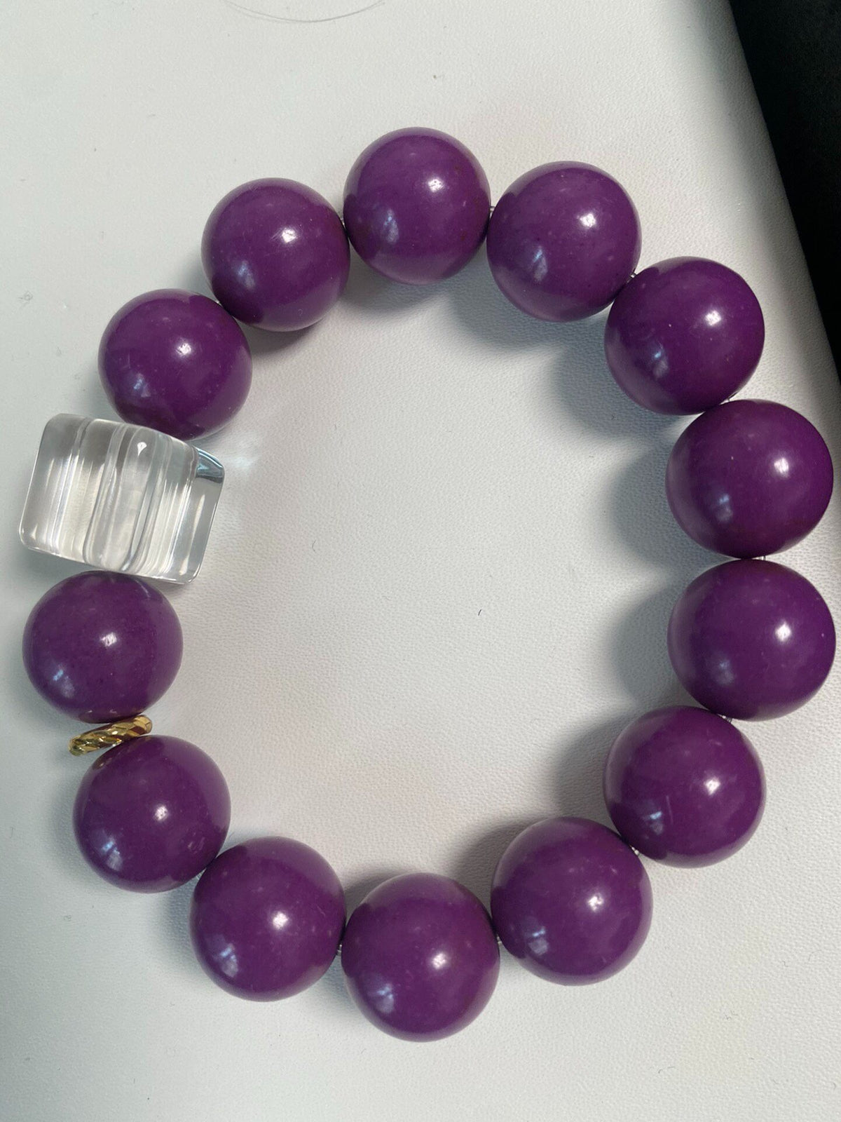 Purple Cloud Mother Beaded Bracelet White Quartz Cube