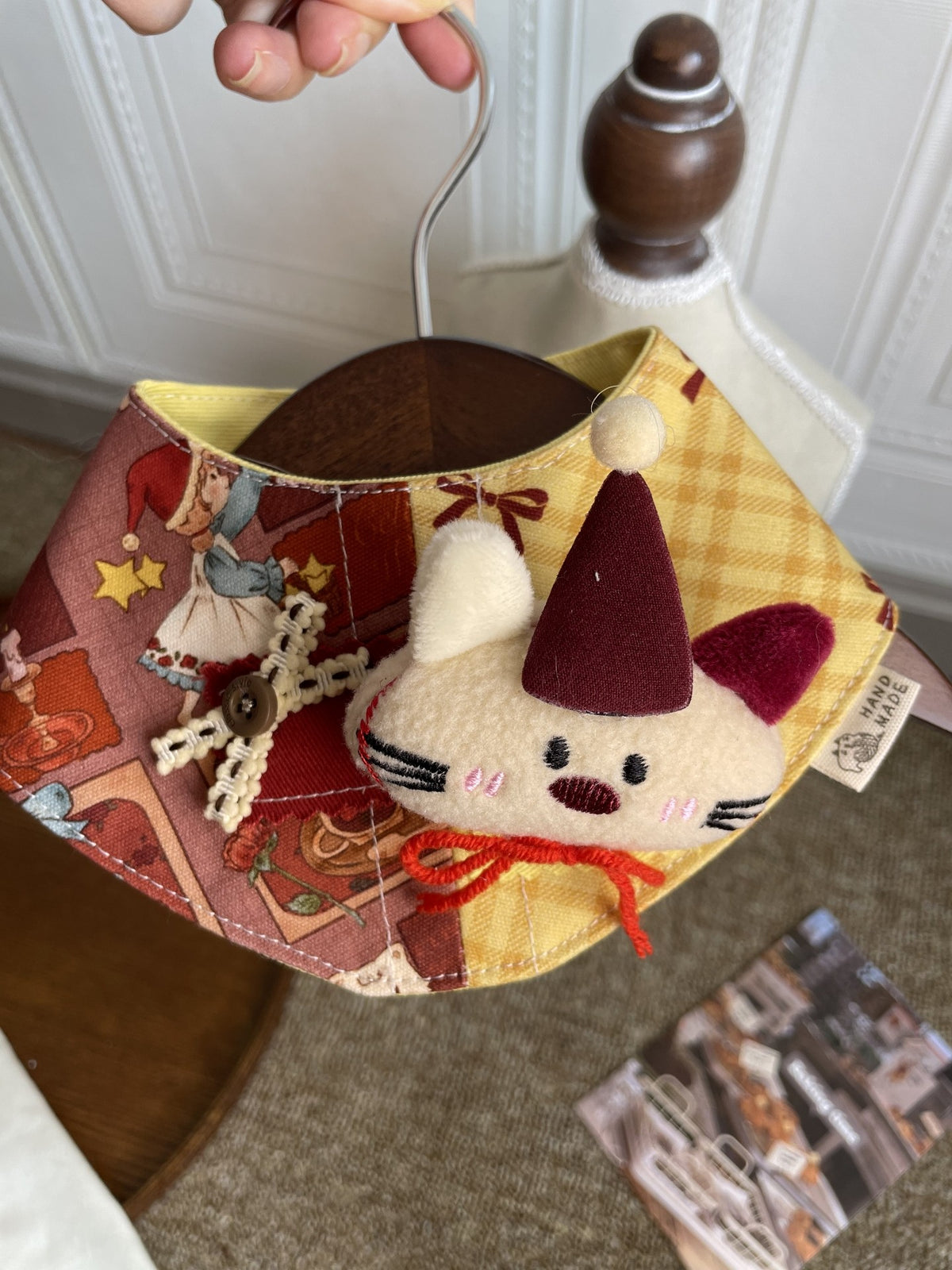ハンドメイド 赤×黄 ペットバンダナ よだれカバー