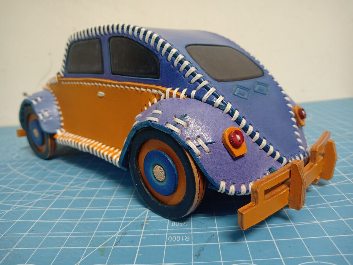 ハンドメイド オレンジレザー ビートル カーモデル
