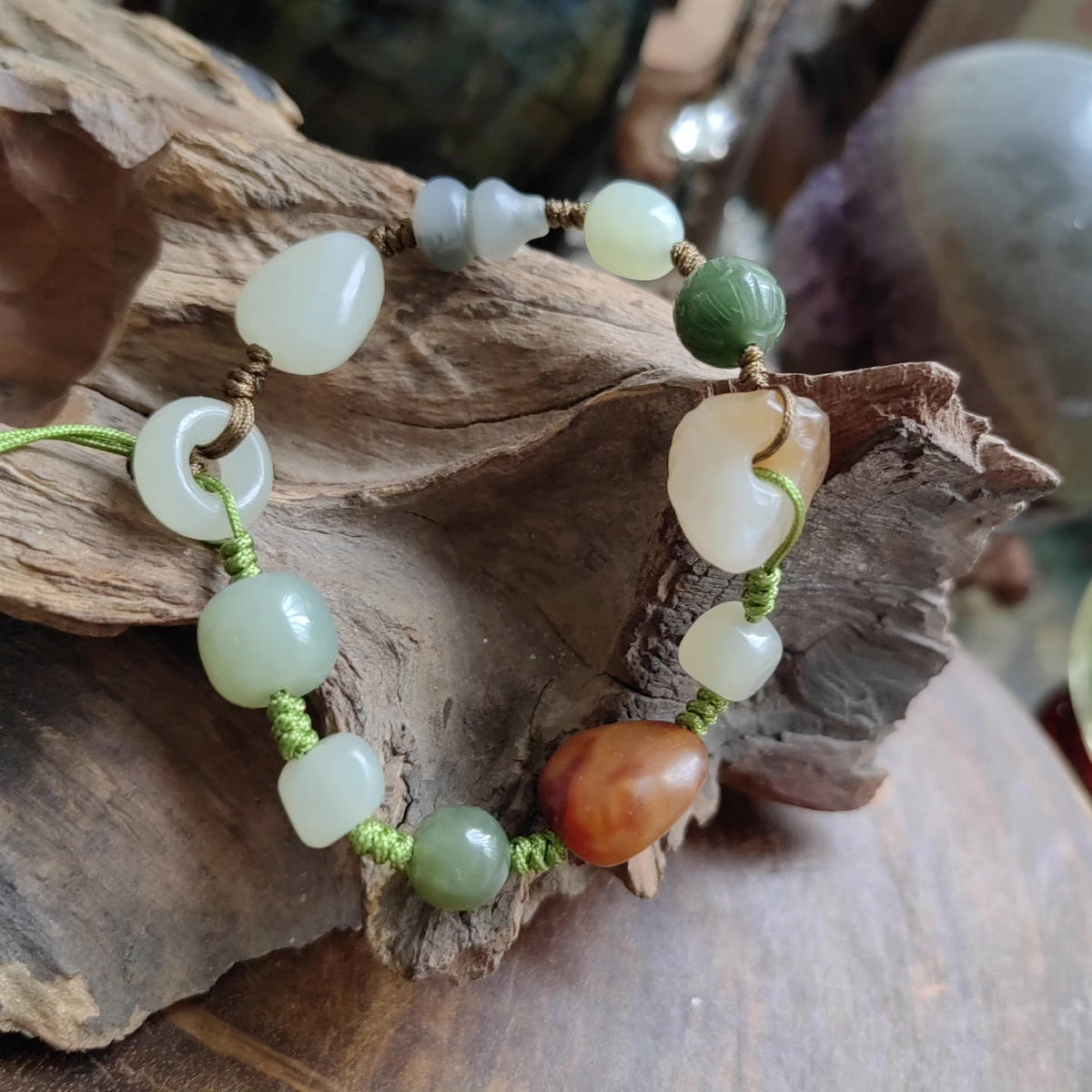 Handmade Hetian Jade Gourd Bracelet