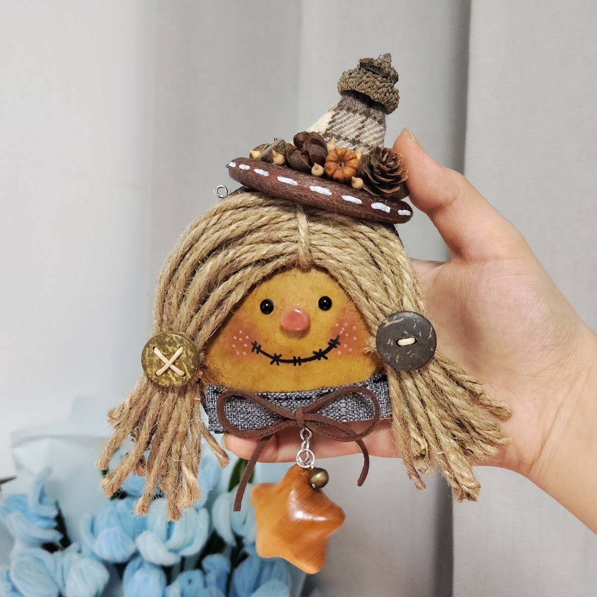 Bean Pod Scarecrow Pendant Handcrafted
