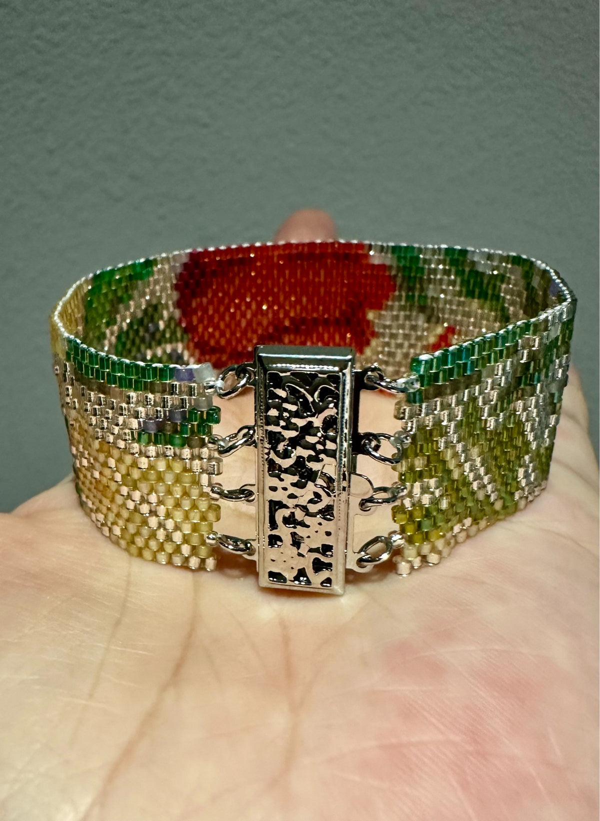 Handwoven Tulip Seed Bead Wide Bracelet