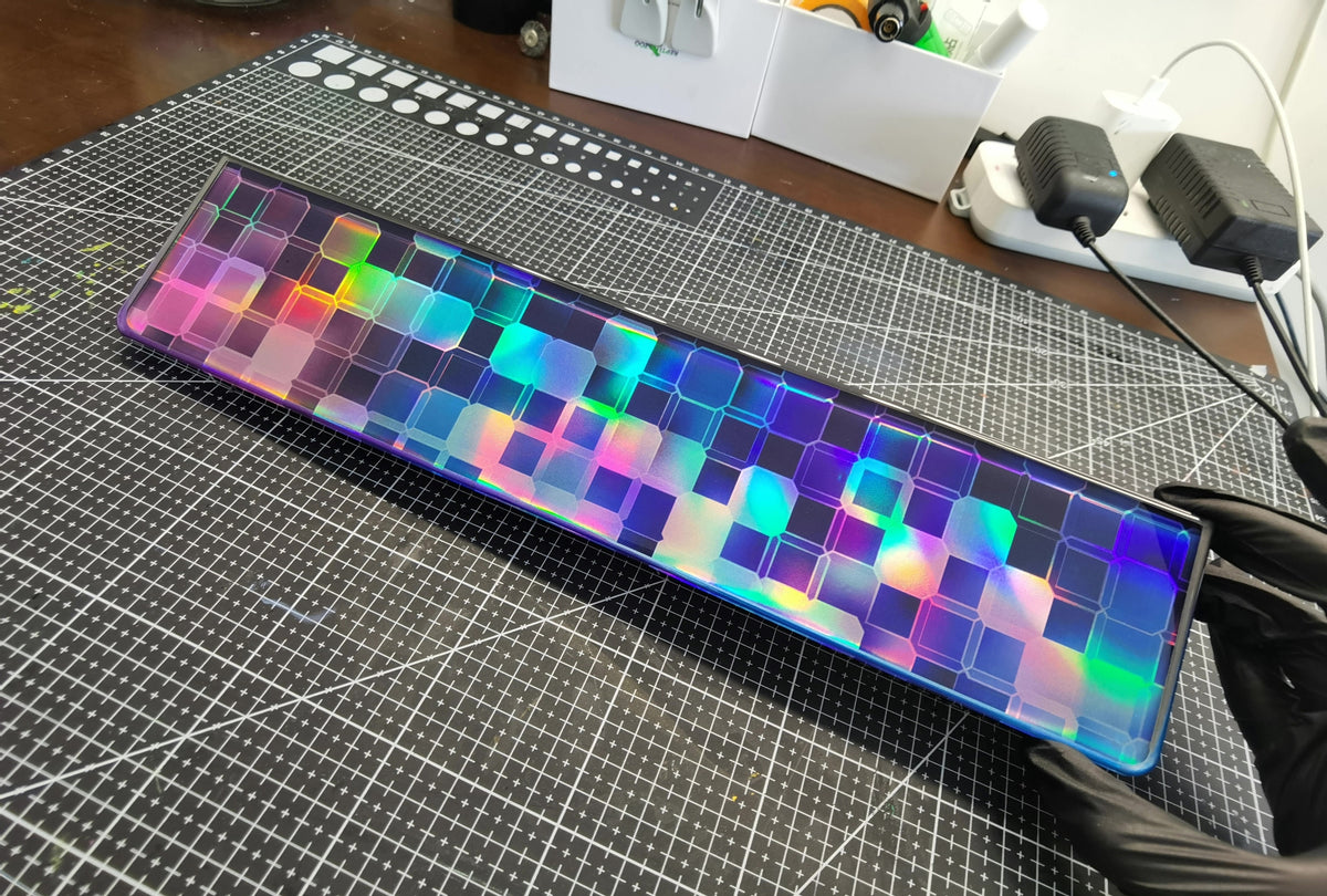 Resin Keyboard Wrist Rest Holographic Geometric Design