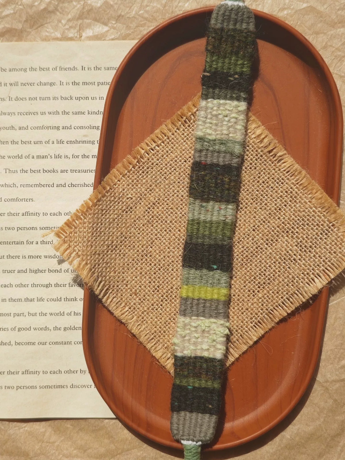 ハンドメイド 手織り フォレストグリーン リストバンドストラップ
