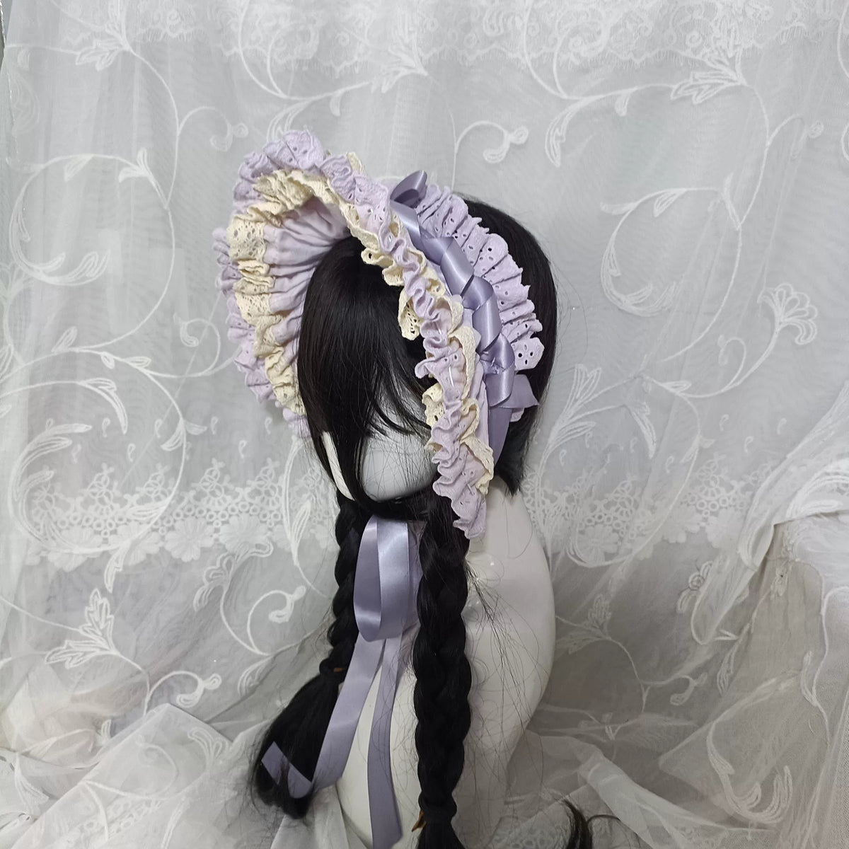 Gorro Tiara Lolita Roxo Claro de Dupla Função