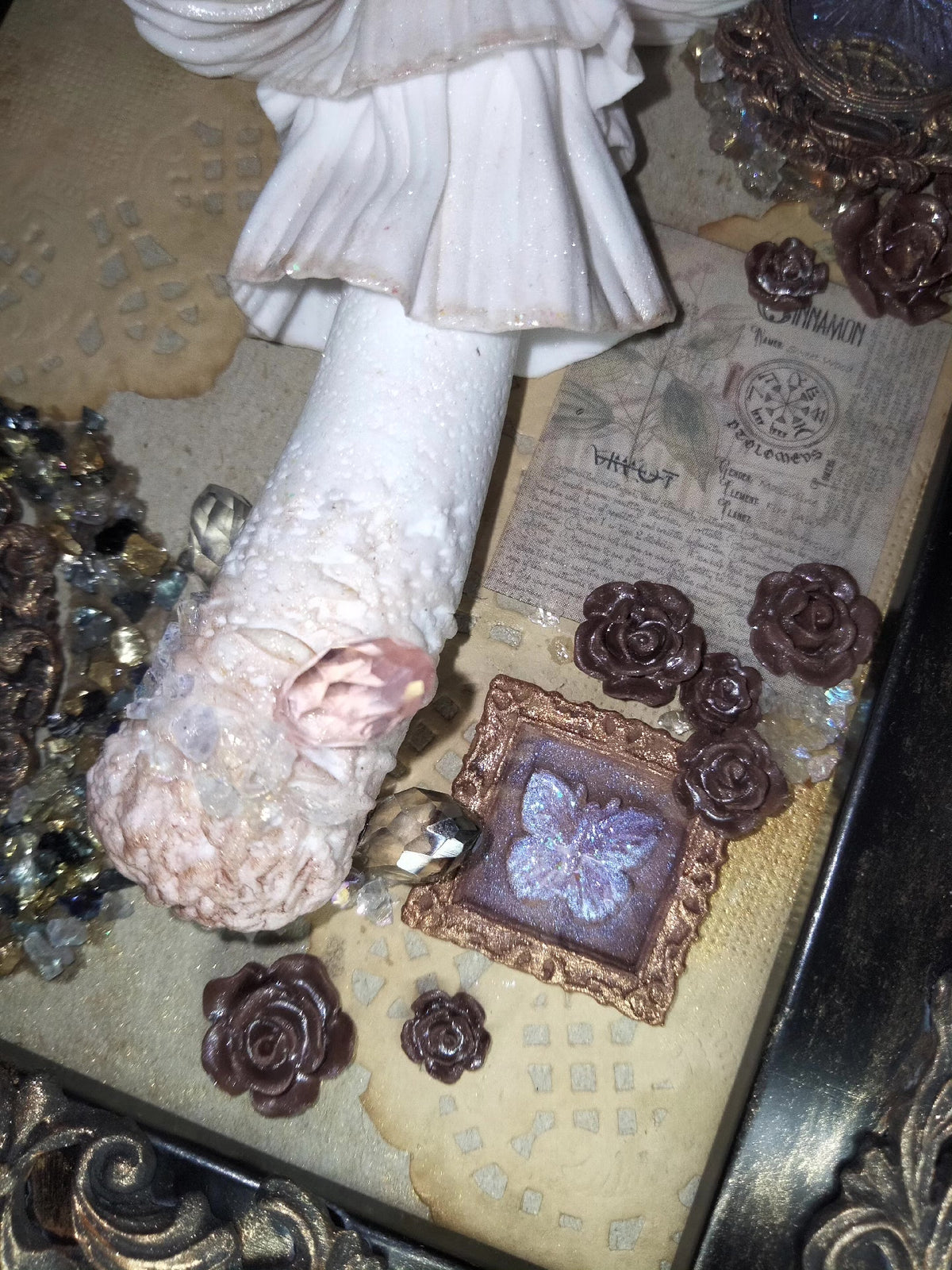 Framed Mushroom Mixed Media Artwork